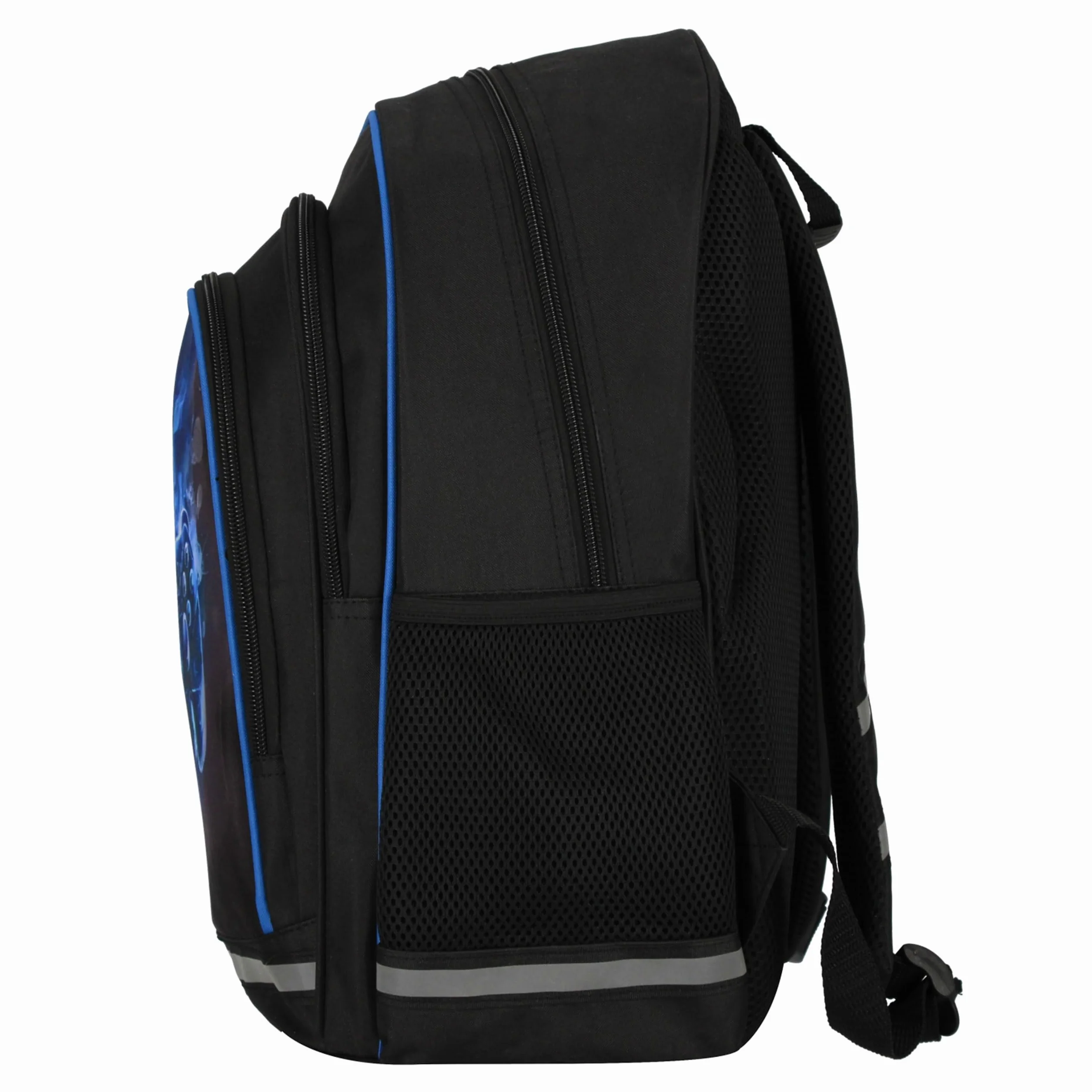 Niebiesko-czarny, USZTYWNIANY plecak szkolny dla chłopca, z odblaskami, dla gracza gamepad 40x29x20cm, 23l (Czarno-niebieski Gamer)