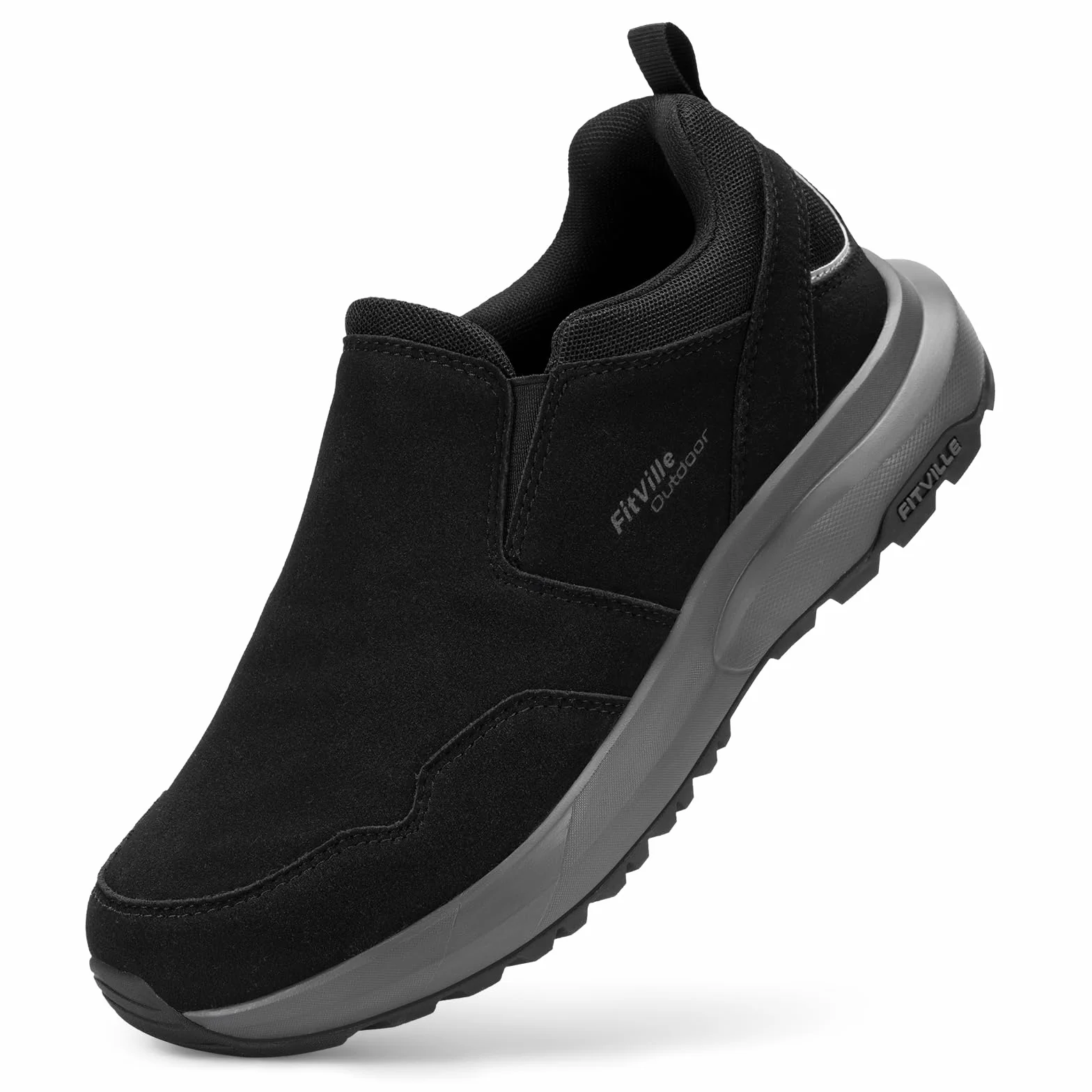 Buty do chodzenia FitVille Męskie bardzo szerokie trekkingowe Antypoślizgowe buty outdoorowe Lekkie oddychające do chodzenia ze wsparciem łuku stopy