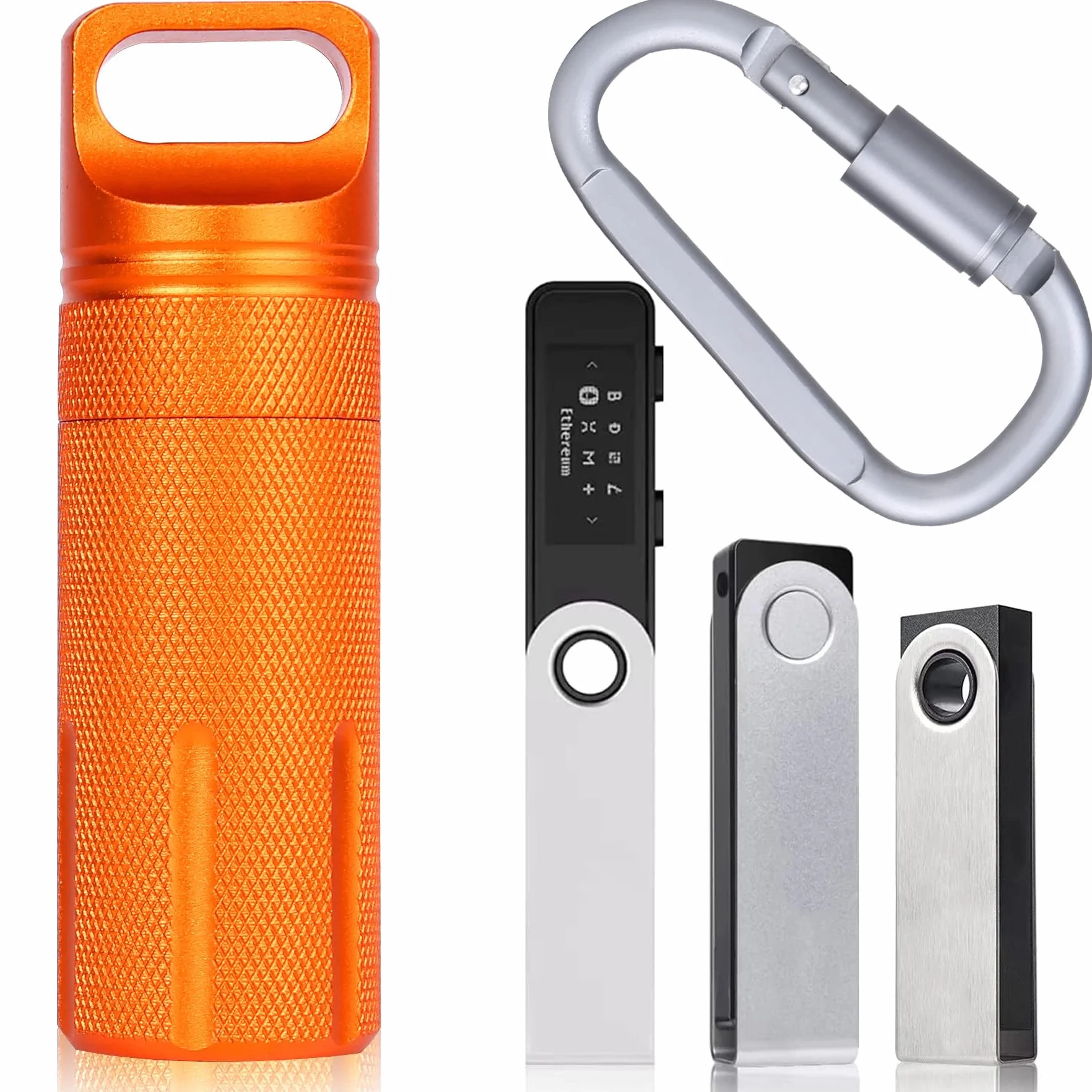 Aenllosi Do Ledger Nano X, Ledger Nano S Plus i Ledger Nano S Crypto Hardware Wallet Case - Stop aluminium, ognioodporne i wodoodporne, tylko etui, pomarańczowy, S, ledger nano x/s plus/s portfel etui