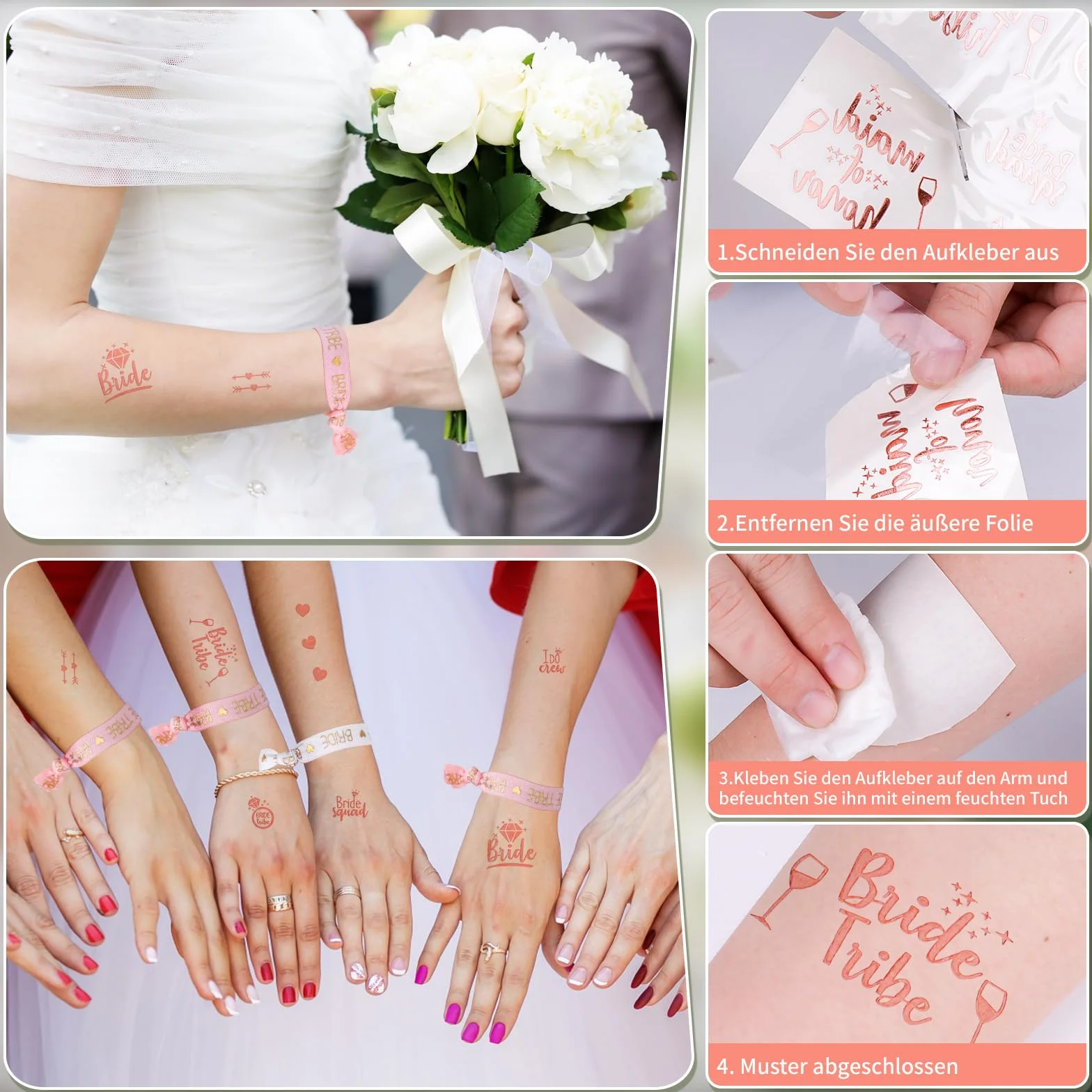 Bride to Be szarfa i welon, 16 sztuk dekoracji na wieczór panieński, akcesoria JGA dla kobiet, 10 bransoletek dla panny młodej, 1 bransoletka dla panny młodej, szarfa, welon, odznaka, tiara, tatuaż