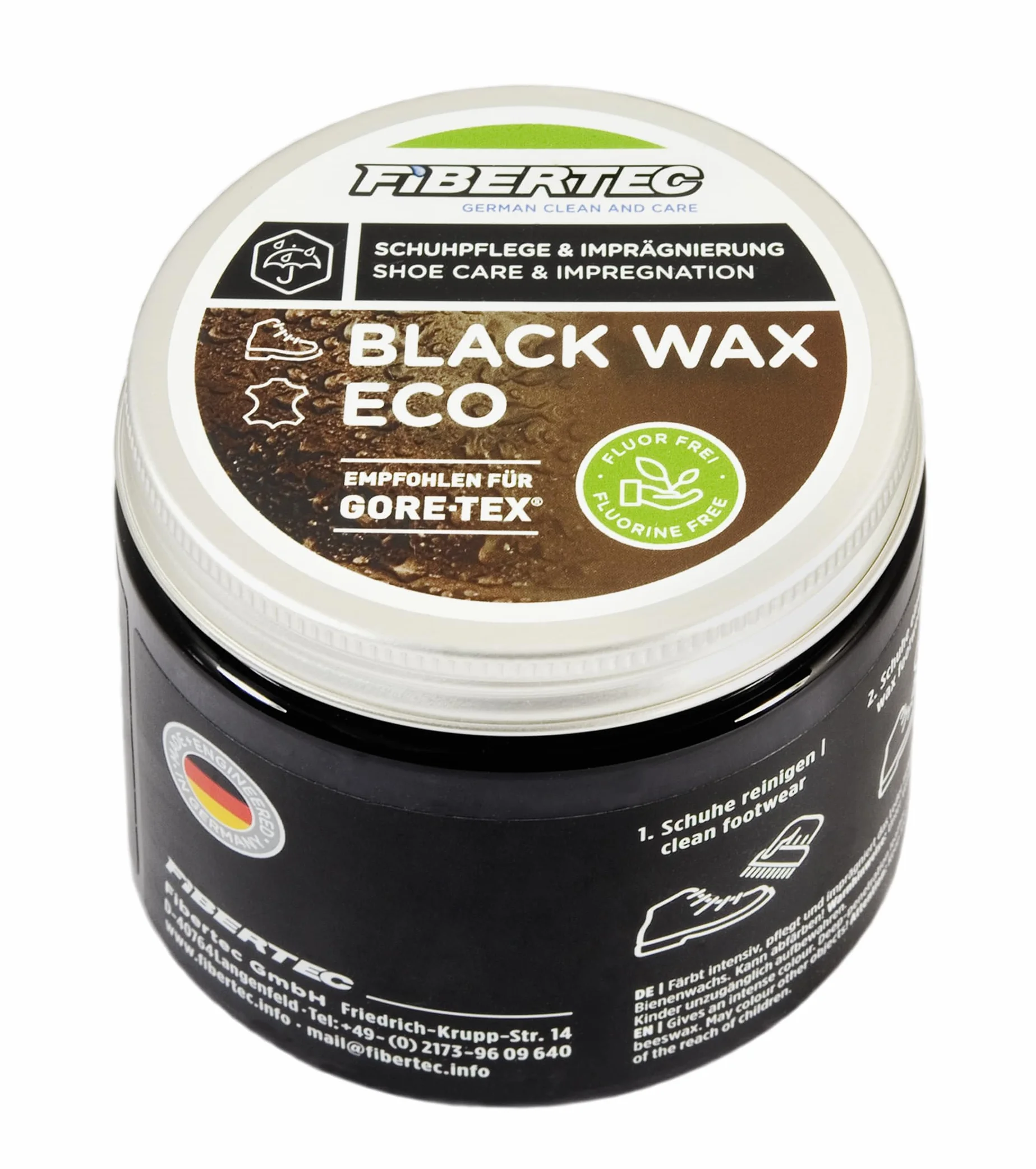 Fibertec Black Wax Eco wosk do impregnacji obuwia i pielęgnacji skóry, czarny, 500ml