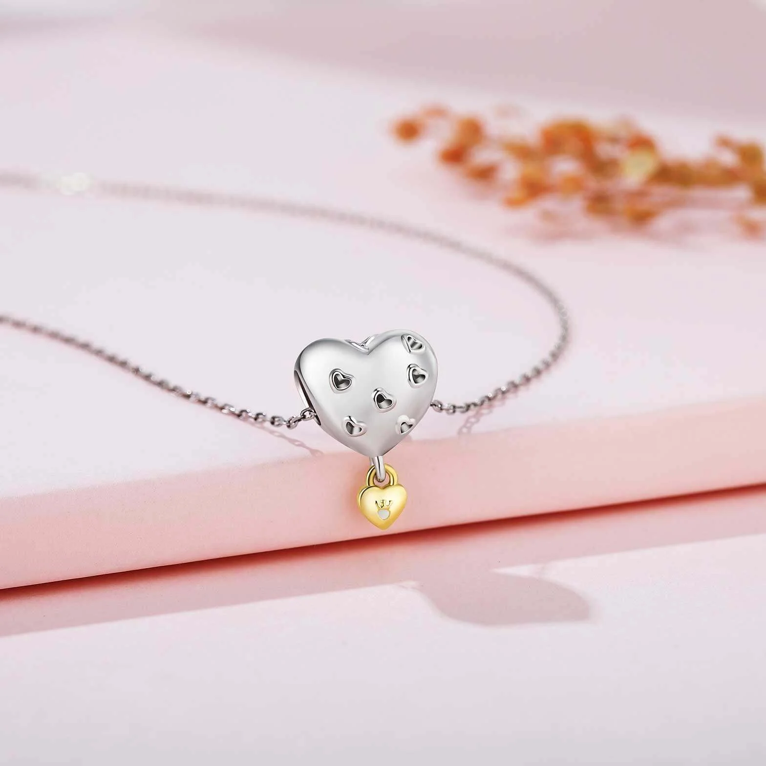 SEVENWELL Zawieszka w kształcie serca ze srebra wysokiej próby do Pandora Charm Love prezent