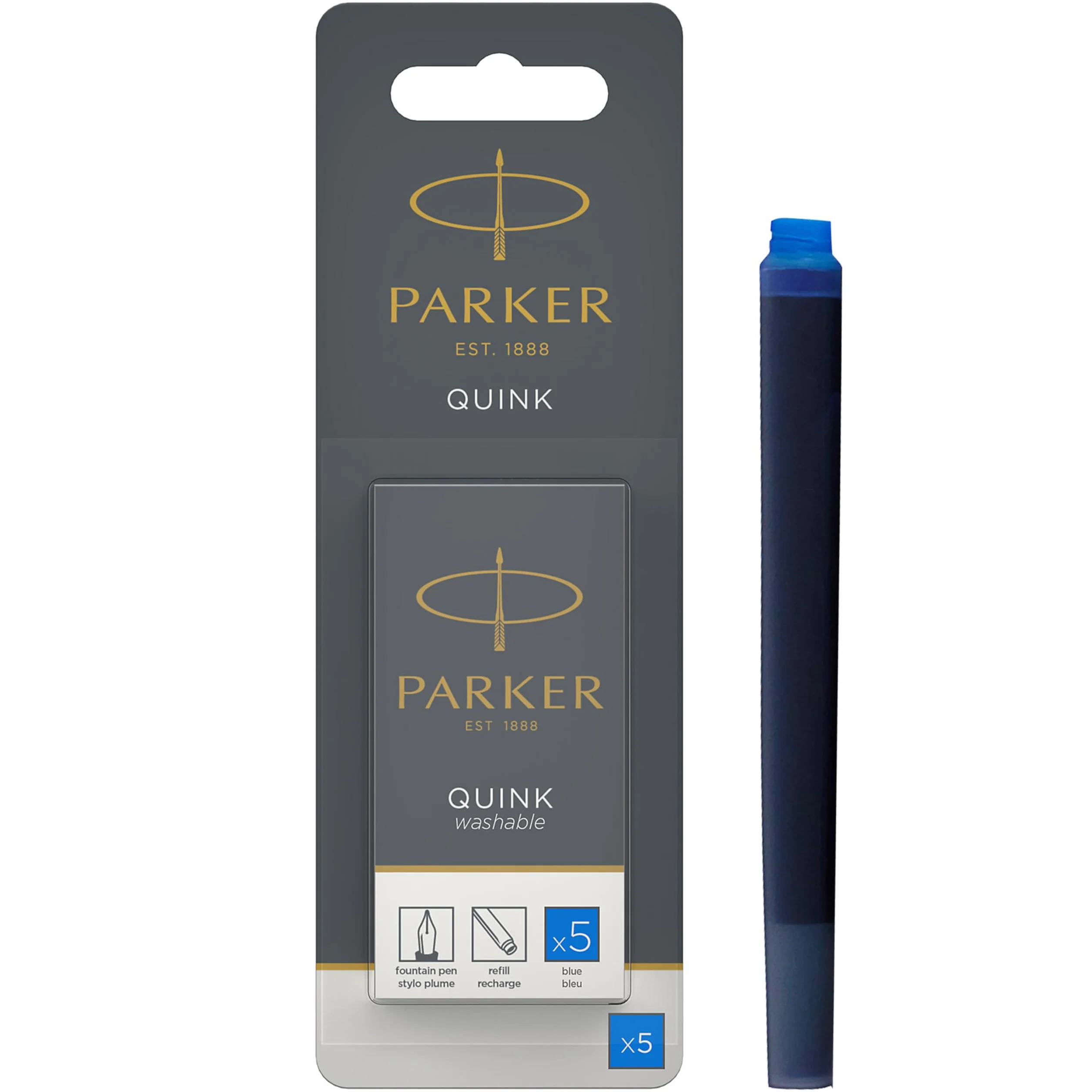 Parker Quink 1950208 Naboje do Pióra, Niebieski, 5 Sztuk
