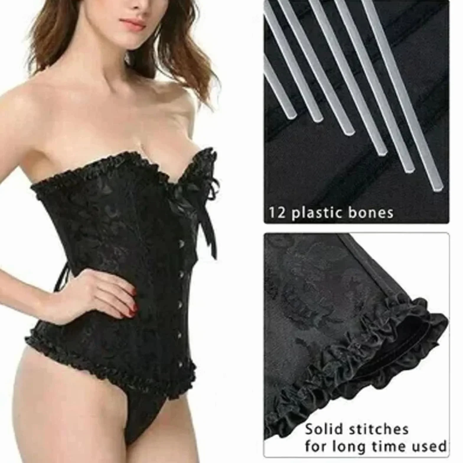 Damski gorset modelujący sylwetkę, satynowy kwiatowy wiązany nad biustem body Shaper
