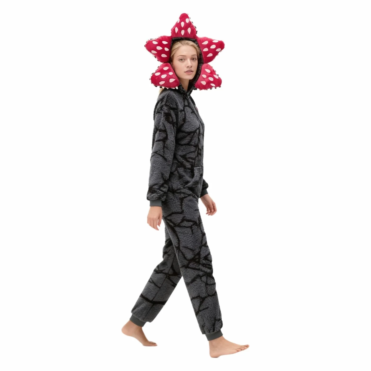 Unisex 3D Demon piżama z długim rękawem jednoczęściowa piżama Demogorgon Onesie bluza z kapturem polarowa bielizna nocna zima Boże Narodzenie piżama dla kobiet mężczyzn
