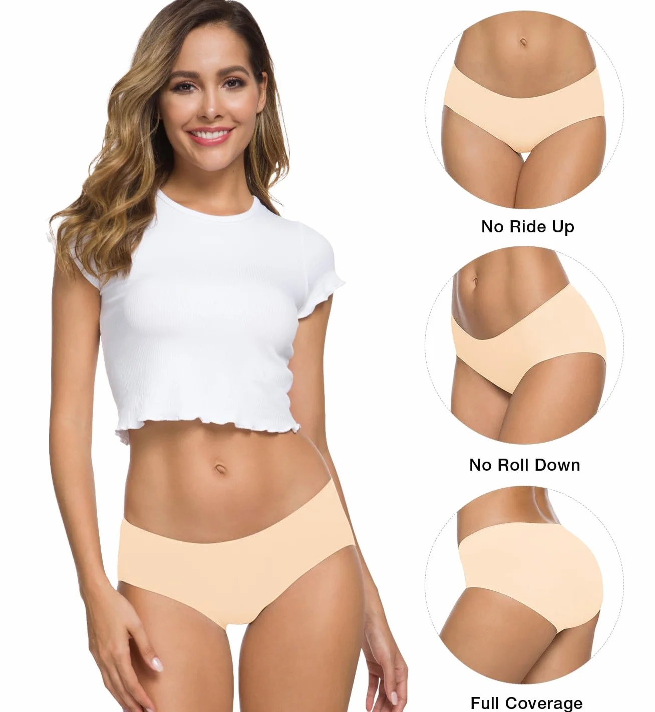 ALTHEANRAY Damska bielizna bawełniana, bielizna damska, bezszwowe, hipsterskie, bikini, majtki, 6 sztuk