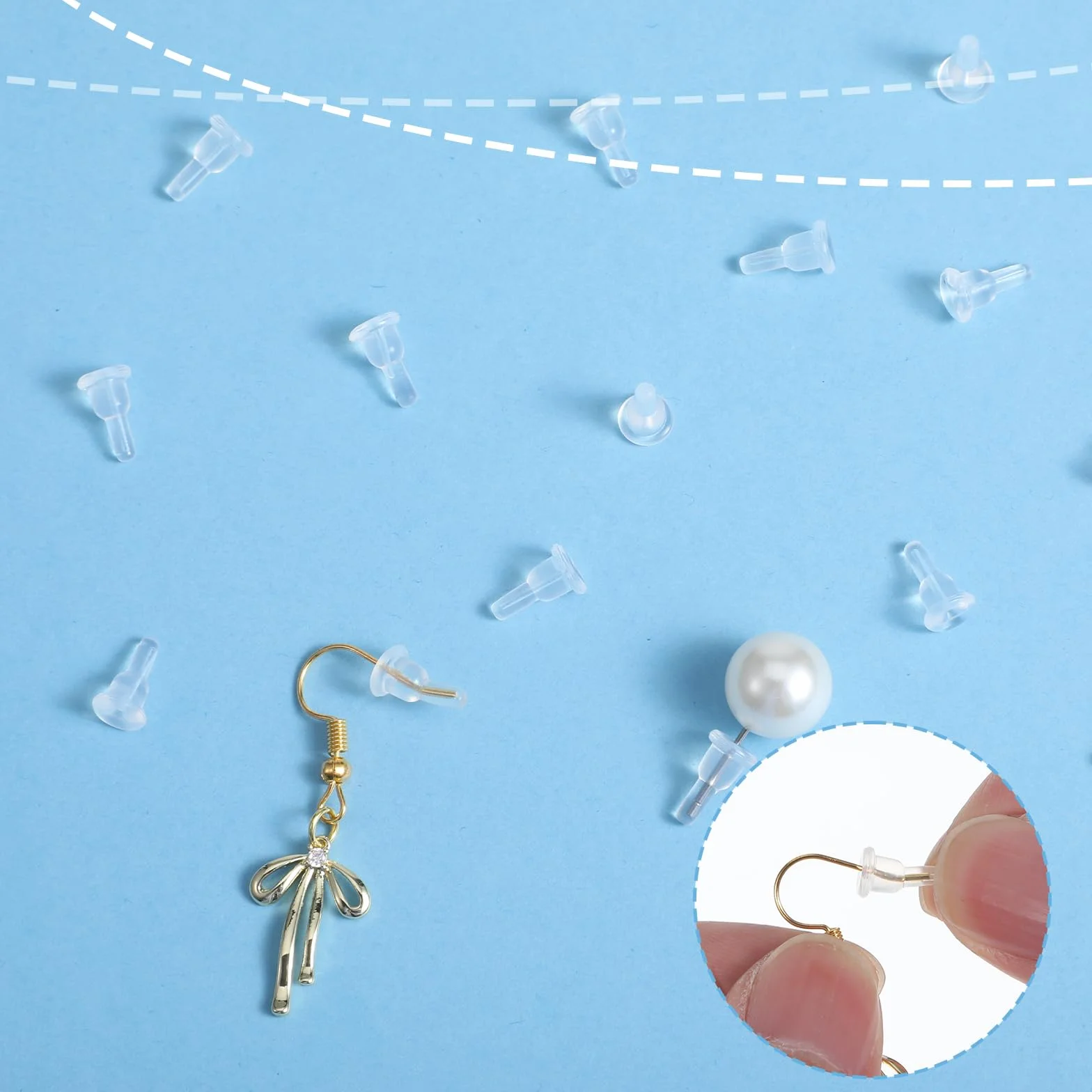 50 szt. gumowych kolczyków, przezroczyste, miękkie zatyczki do kolczyków, hipoalergiczne plastikowe silikonowe kolczyki do uszu, zamienniki, zestawy stoperów sprzęgła do haczyka na ryby, kolczyki,