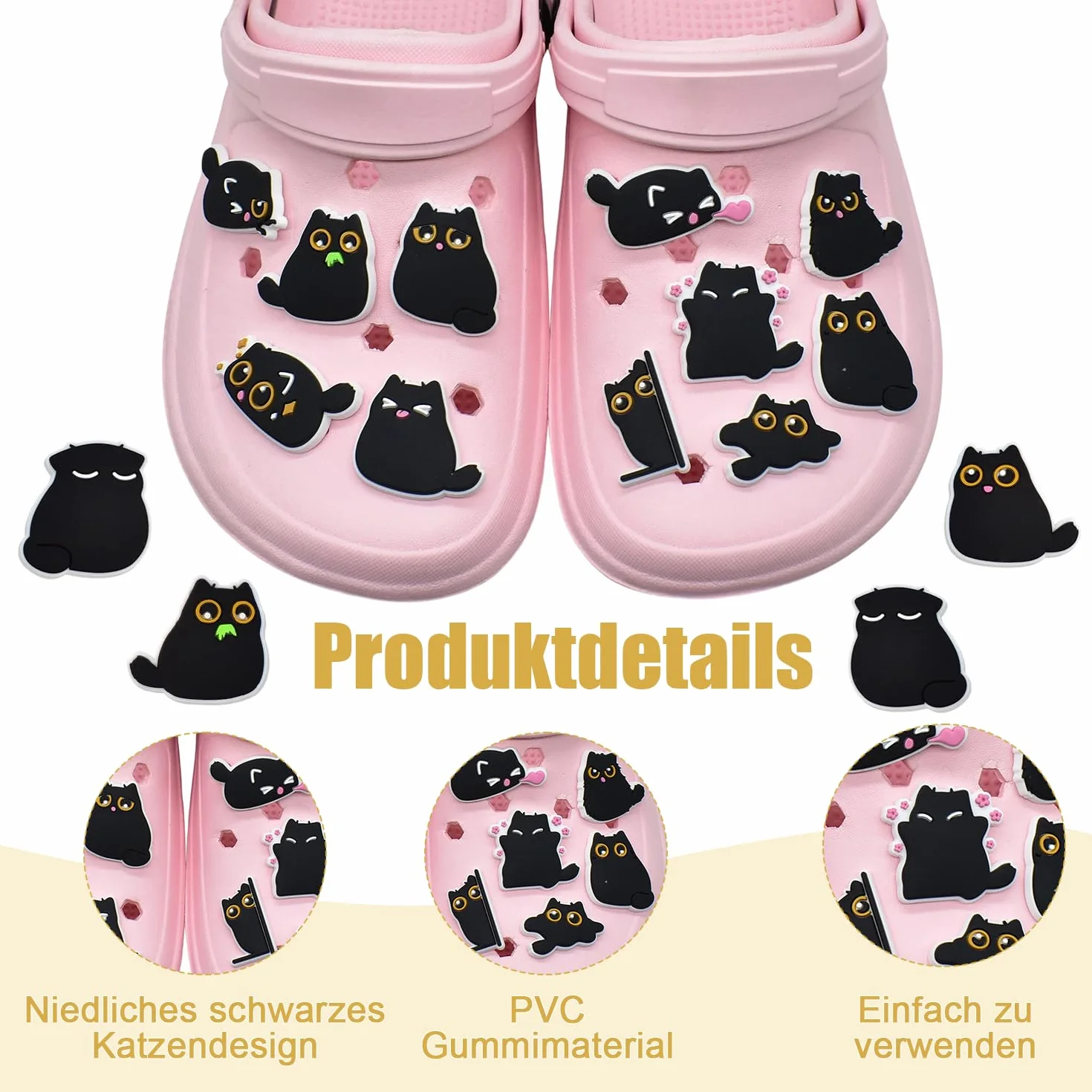 Onperpoe 15 sztuk ozdoby do butów w kształcie czarnych kotów dla chodaków DIY wtyczki do butów zawieszki do butów dekoracja butów przypinki Shoe Charm dla dorosłych kobiet dzieci dziewcząt