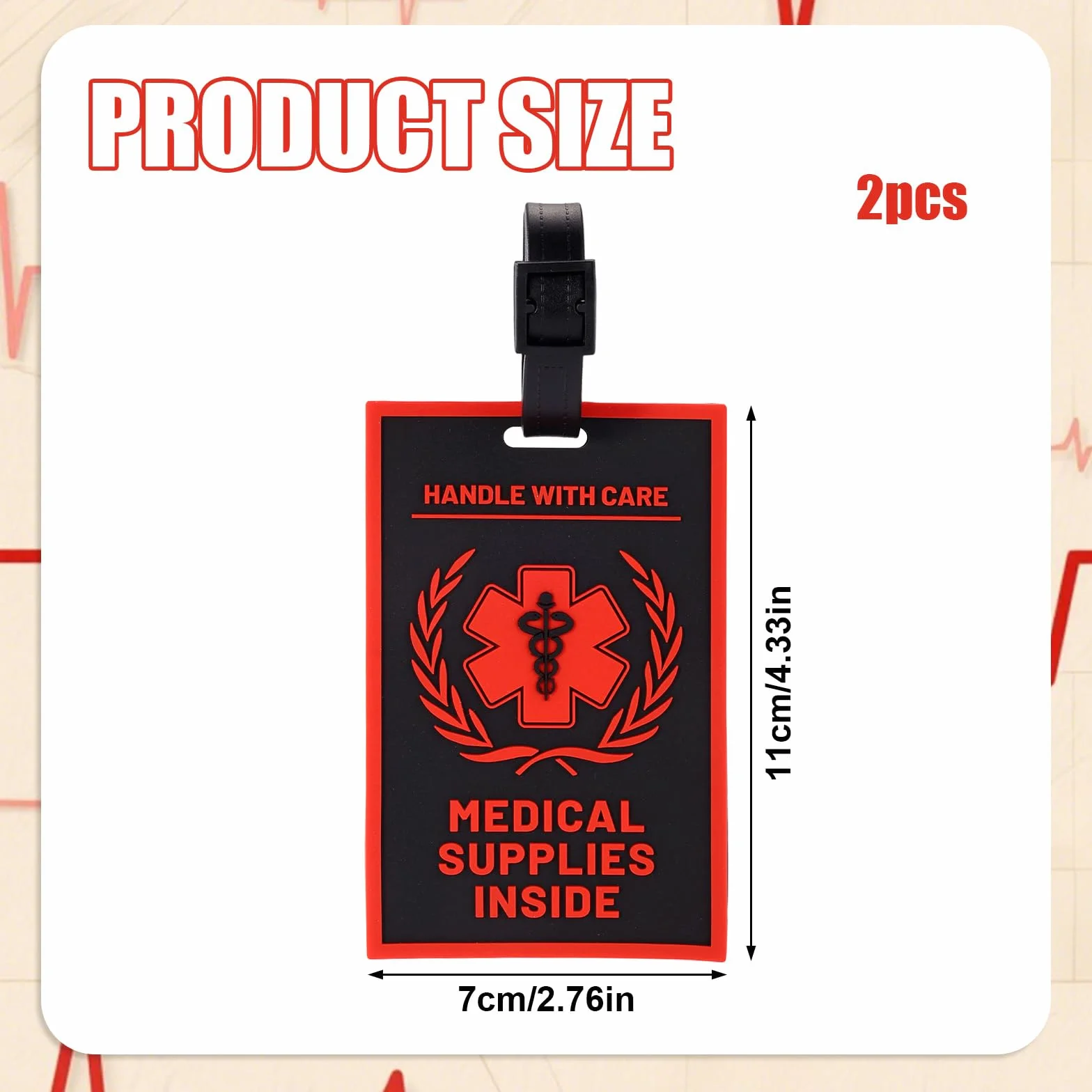 Mikovivi 2szt Medyczny Alarm Znaczniki dla Torby, Medical Supplies Inside Etykieta Sprzęt Bagaż Znaczniki dla Podróż Walizki Plecaki