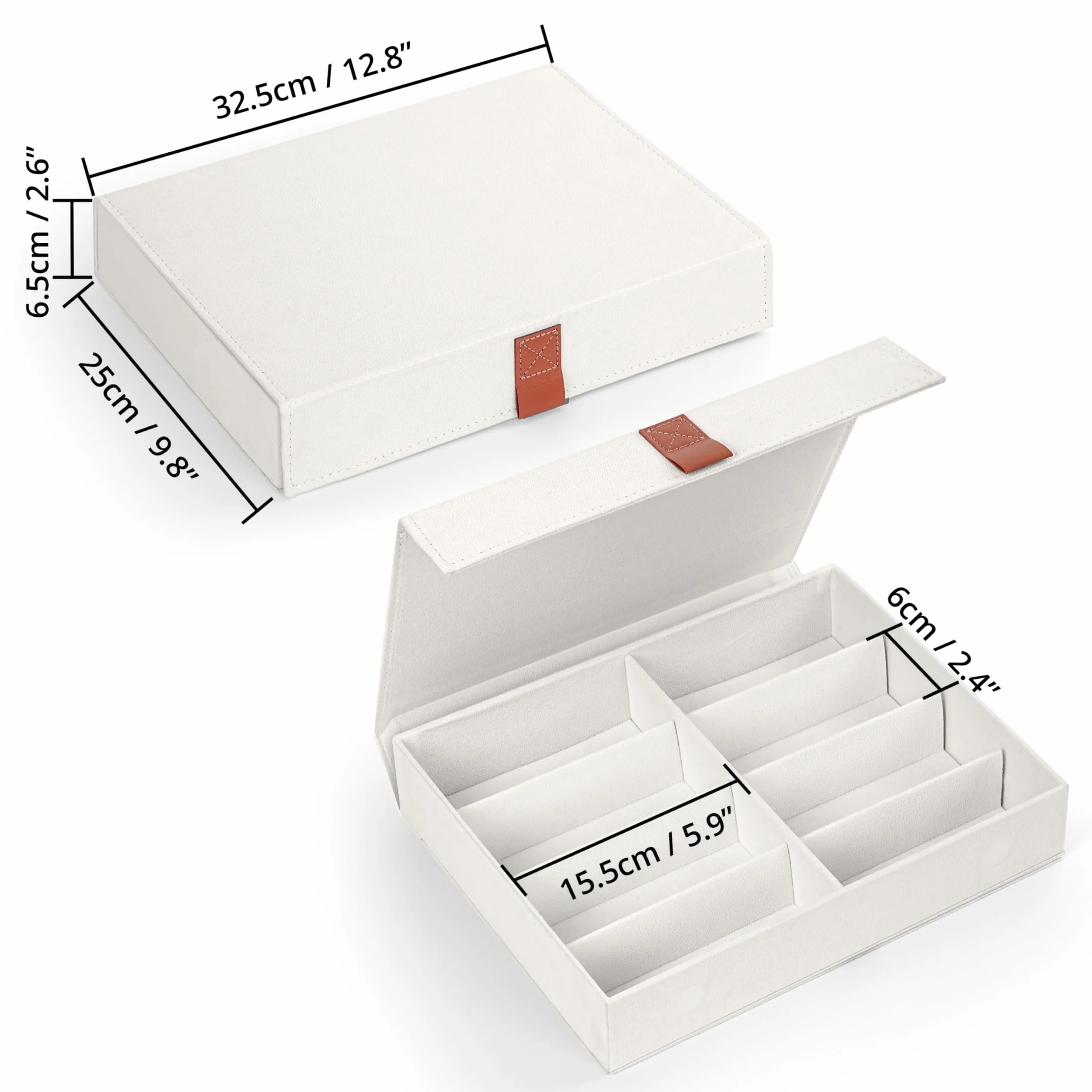Winter Shore Etui na okulary przeciwsłoneczne - stylowy organizer, chroni przed kurzem - etui na okulary z klapką, 8 przegródek - uchwyt na zegarki i biżuterię męską - 32,5 x 25 x 6,5 cm.