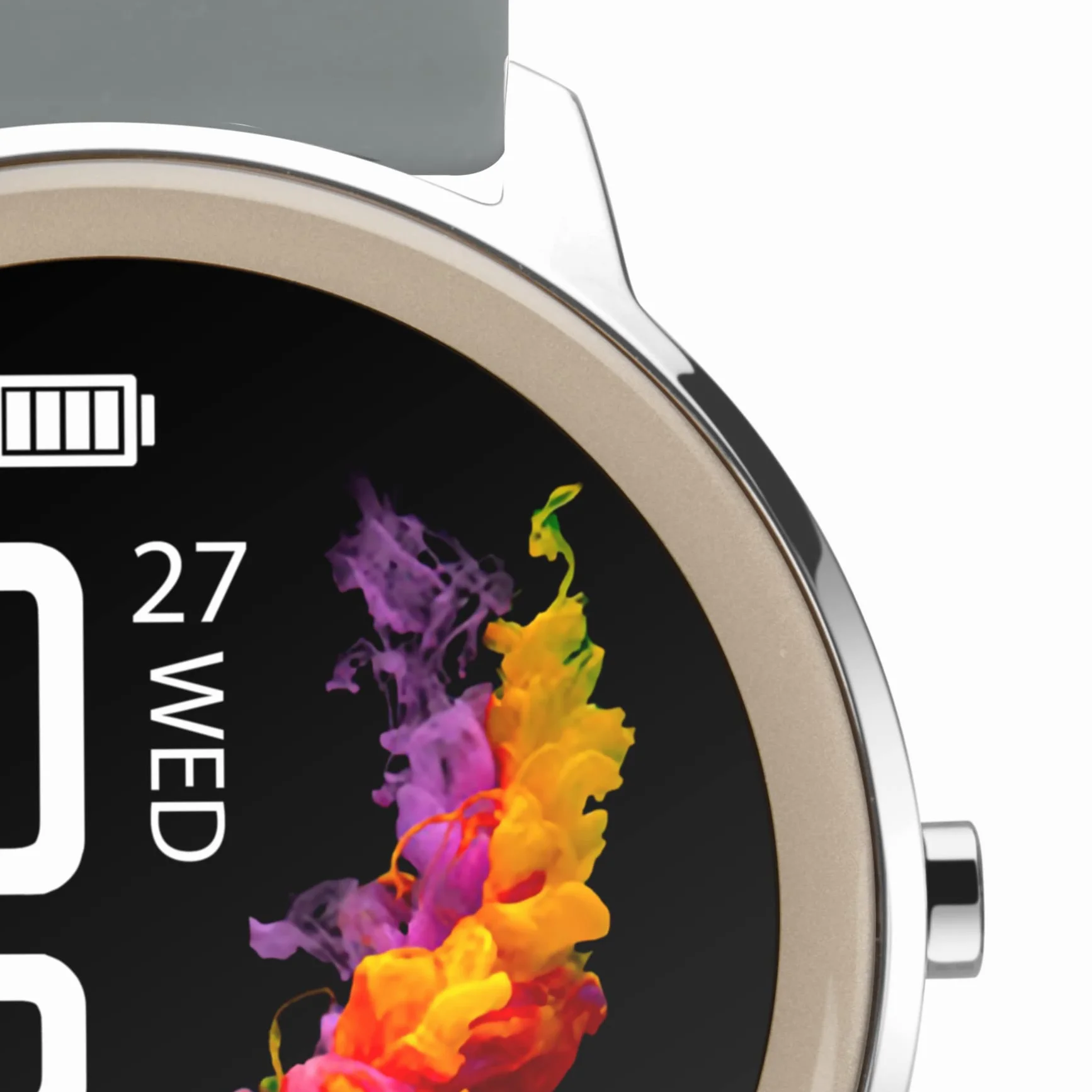 Sekonda Flex damski smartwatch z pulsometrem i monitorem snu, codzienna aktywność, sport, muzyka, funkcja pogody i wiadomości, srebrna obudowa z silikonowym paskiem, 42 mm, Srebrny / szary, Standard,
