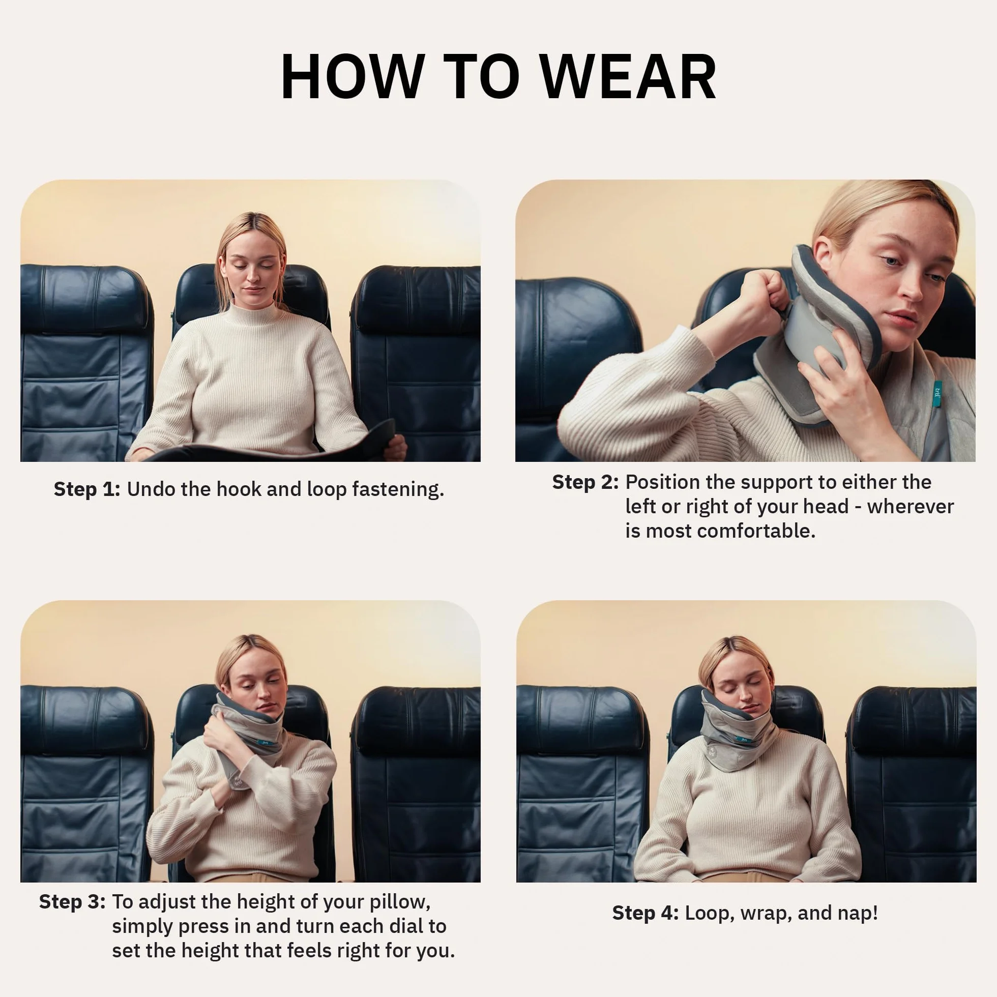 trtl Travel Pillow Plus Szary | Regulowana wysokość poduszki podróżnej do samolotu i samochodu | Oszczędzająca miejsce poduszka podróżna | Nadaje się dla wszystkich rozmiarów ciała