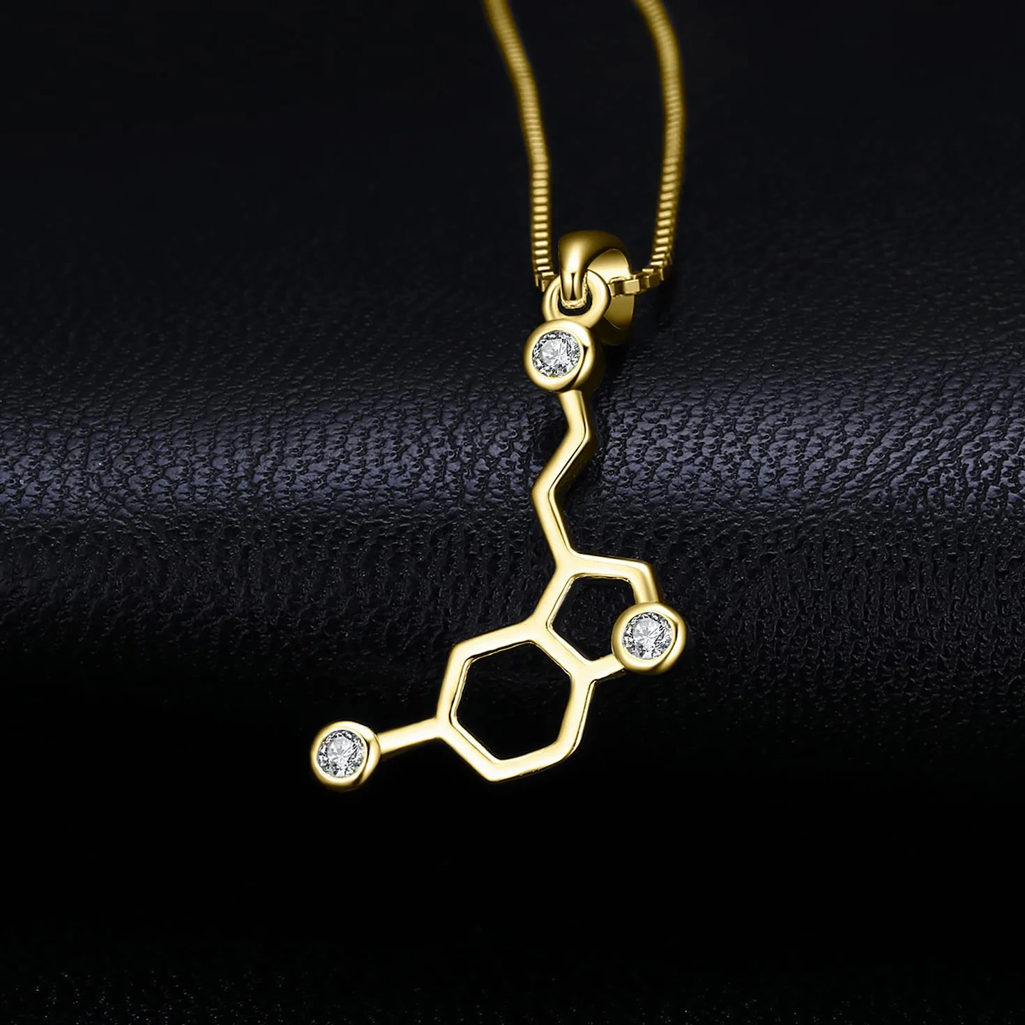 JewelryPalace Naszyjnik Miłość Cząsteczka Serotoniny, Naszyjnik damski ze srebra próby 925 Naszyjnik, Zestaw biżuterii dla kobiet, Biżuteria dla dziewczynek Różowe złoto Złoto 45CM