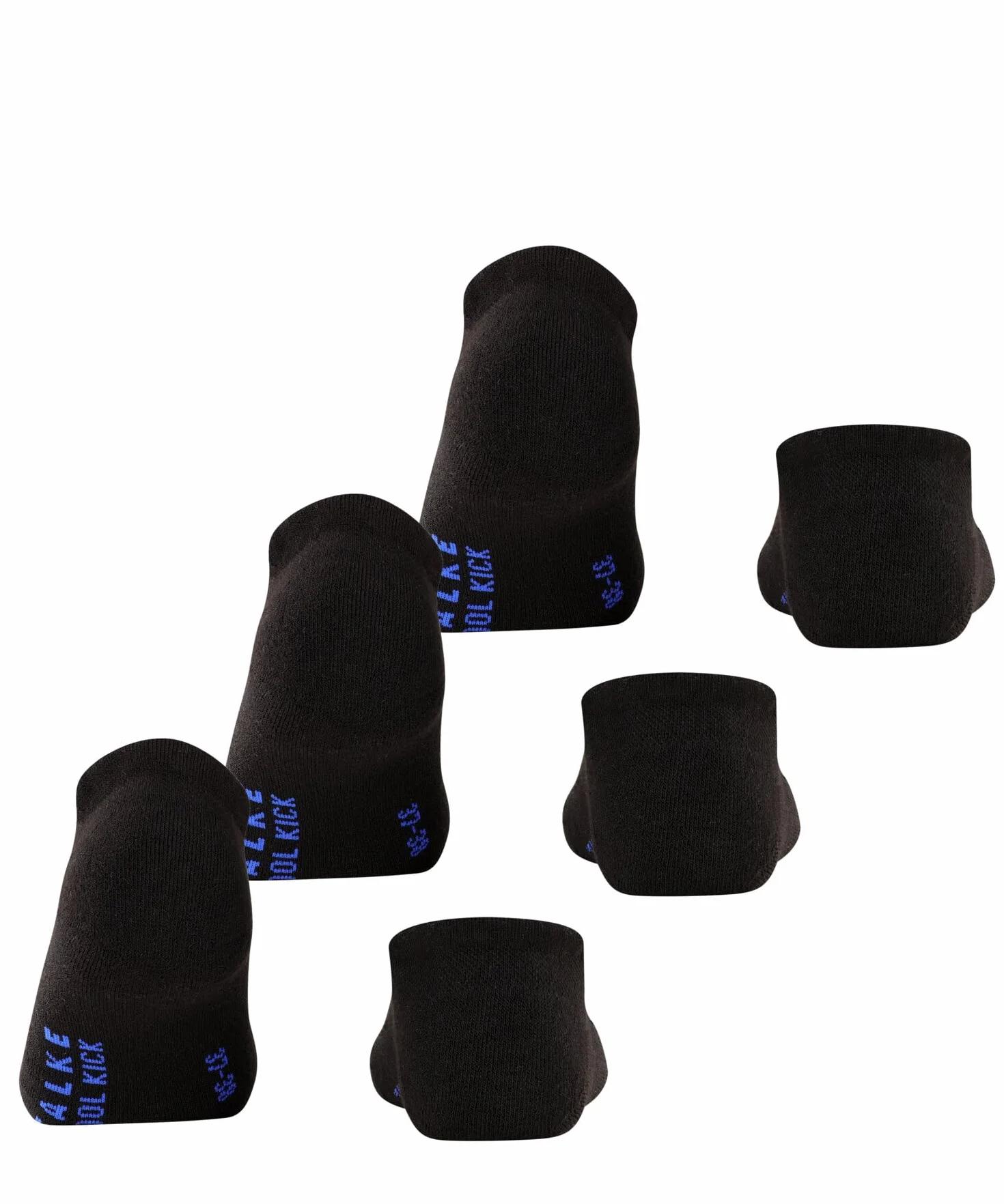 FALKE Uniseks Skarpety do trampek Cool Kick Sneaker Multipack U Sn Oddychający I Szybkoschnący krótkie jednokolorowe 3 Pak, Czarny Black 3000, 42-43