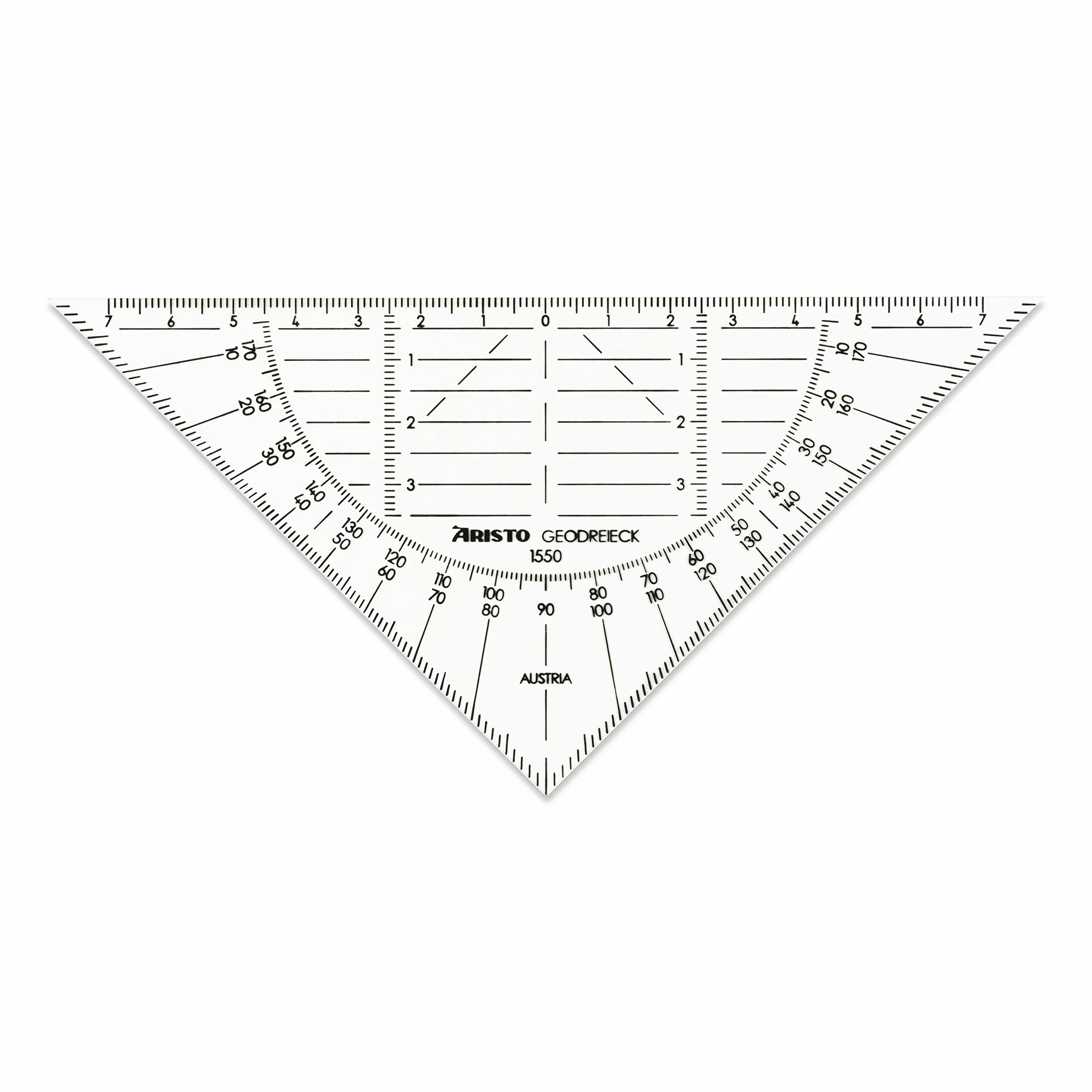Aristo AR1550 ekierka geometryczna (16 cm, nietłukące się tworzywo sztuczne, wysoka dokładność wymiaru, odporne na ścieranie opis), przezroczysta