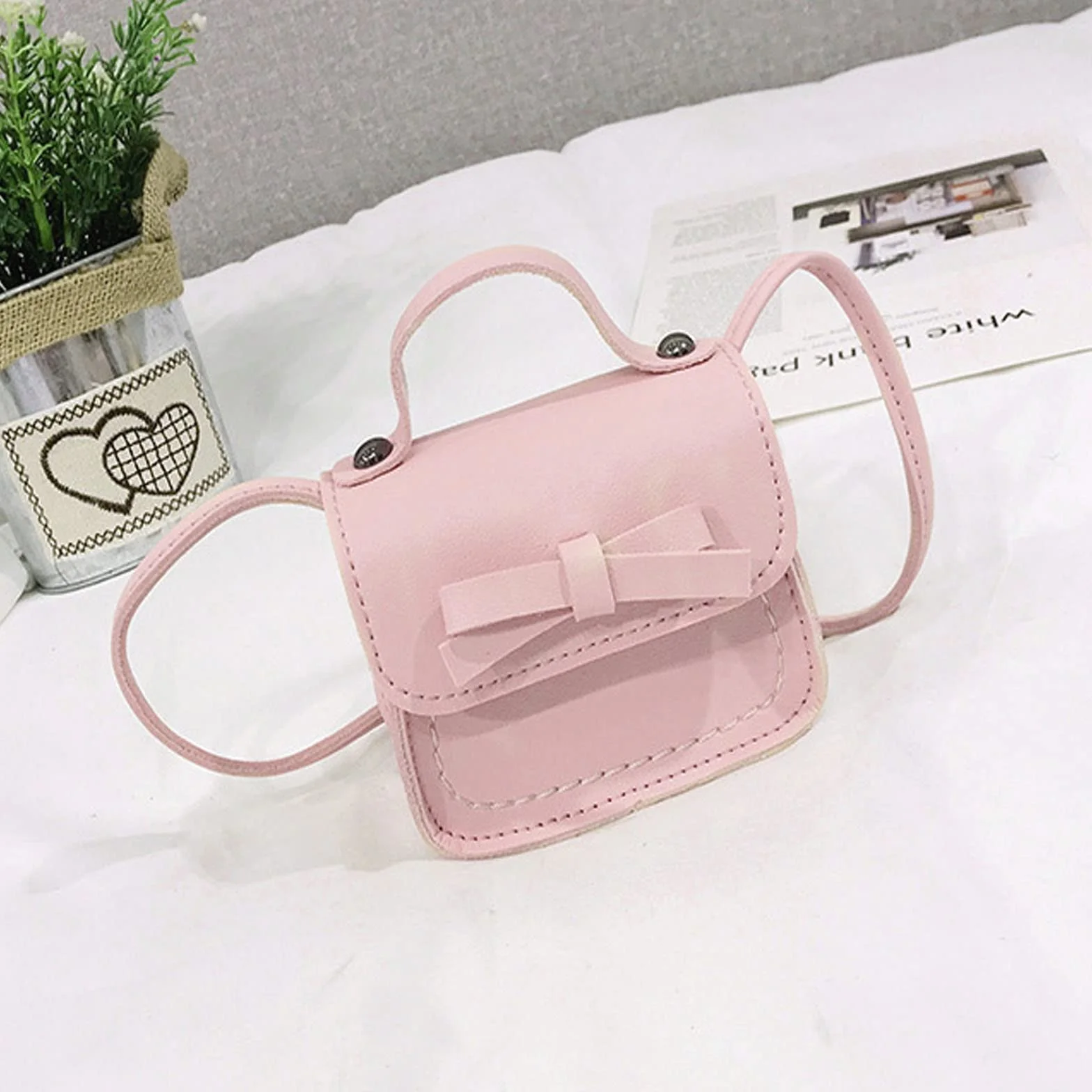 Kot CrossBody Messenger Bag, mini portmonetka na monety, torebka dziecięca z krawatem, dla dzieci w wieku 1-3 lat, na imprezę, zakupy, do fotografii, występów, Rosa, S