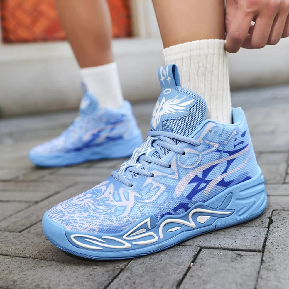 Męskie buty do koszykówki modne antypoślizgowe trampki i buty sportowe unisex lekka gumowa podeszwa zewnętrzna, oddychające, sportowe trampki młodzieżowe