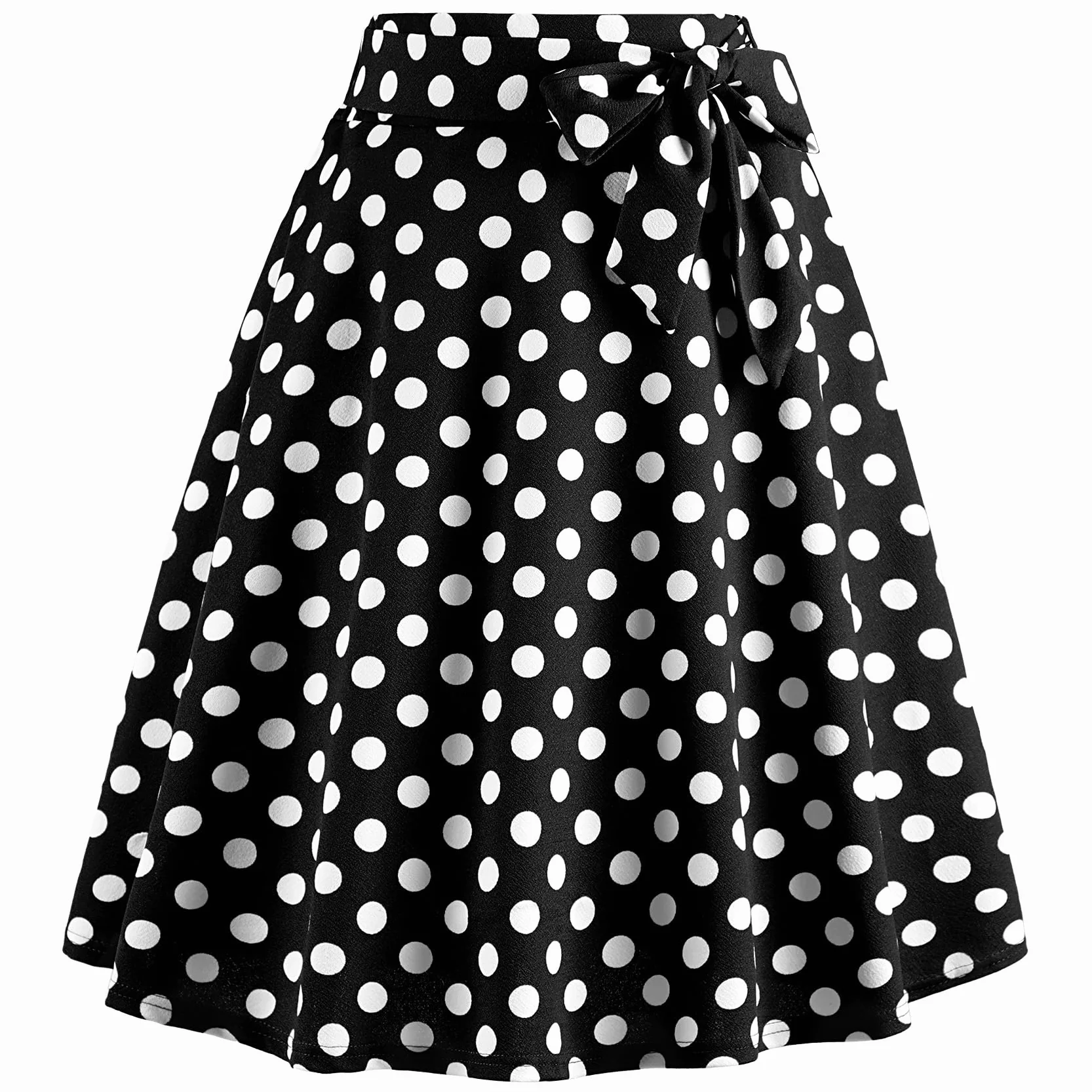 WERFORU Damska spódnica midi w stylu lat 50. XX wieku, rockabilly, vintage, linia A, swing, plisowana spódnica z paskiem