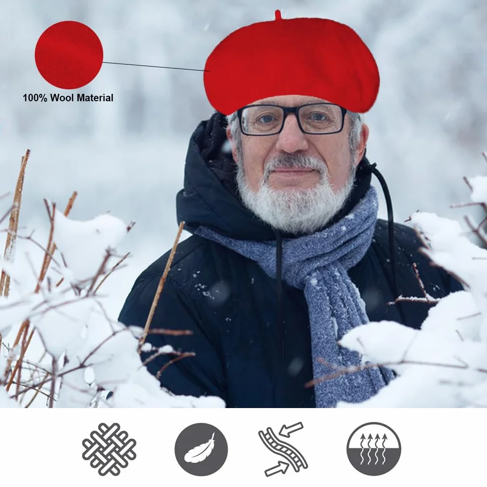 Wełniany Beret Klasyczny Francuski Damski Beret Artystyczny Damski Artystyczny Kapelusz Paryski Nowoczesny Kapelusz Malarski