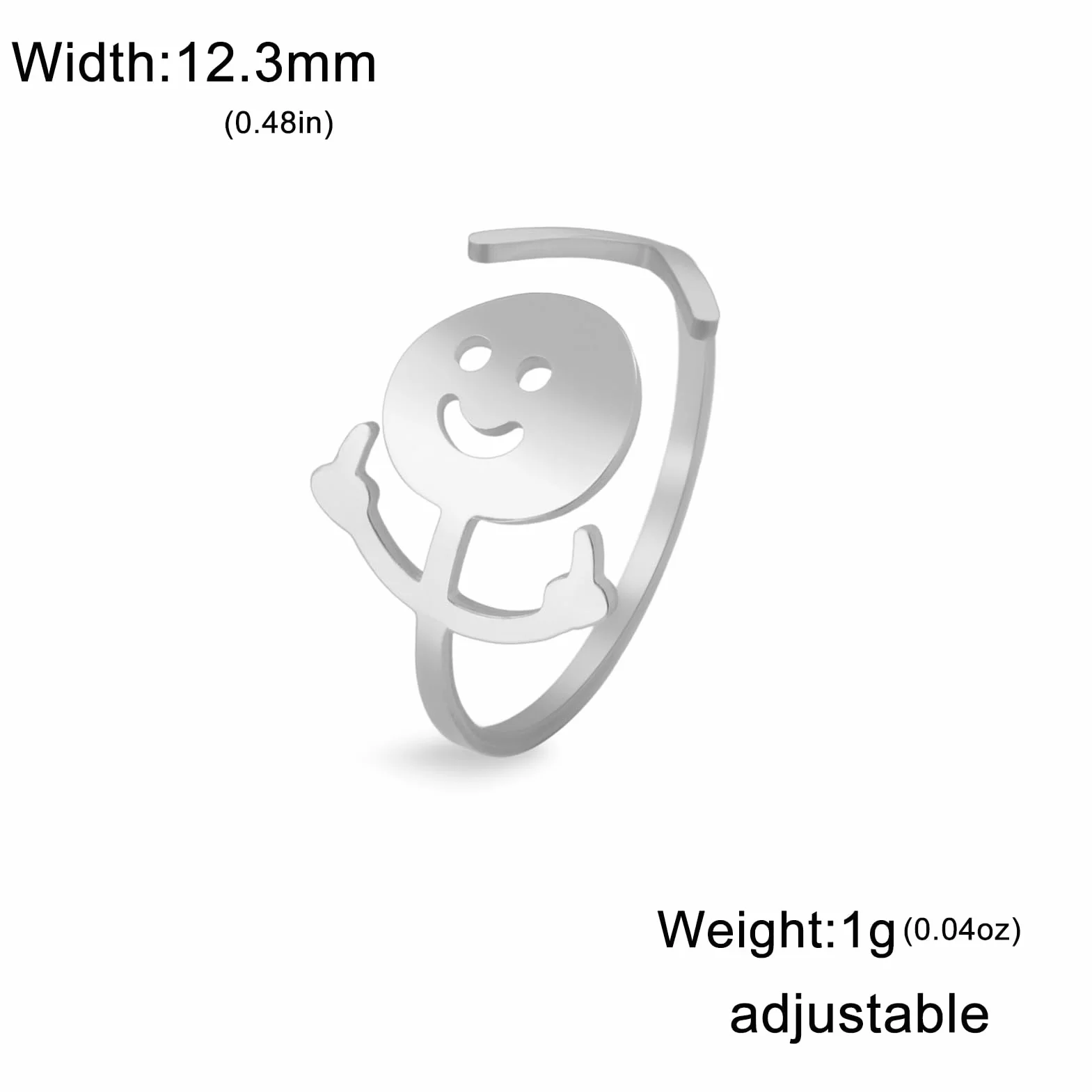 Dreamtimes Figurka uśmiechnięta twarz znak język pierścienie dla kobiet mężczyzn regulowany pierścień z otworem ze stali nierdzewnej palec średni Stickman para pierścionki