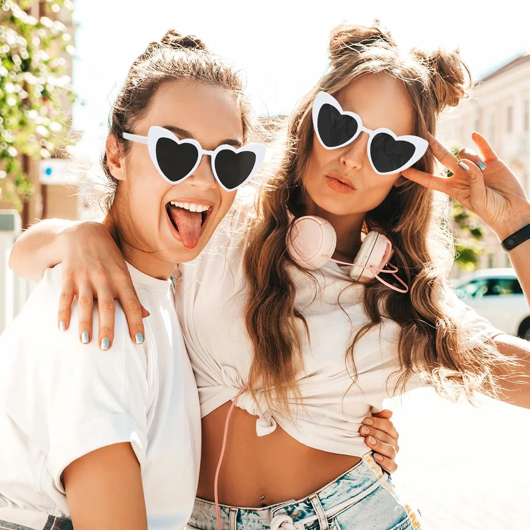 Augesak Okulary przeciwsłoneczne w stylu retro, 10 sztuk, okulary przeciwsłoneczne w kształcie serca, na imprezę, Halloween, Boże Narodzenie, wesele