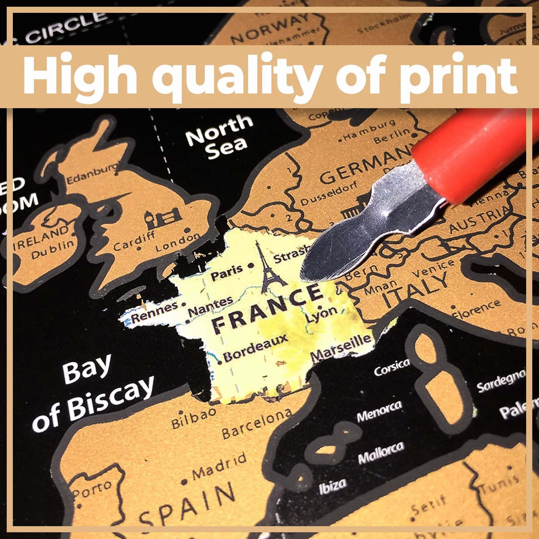 Retoo Mapa świata do zdrapywania XXL, międzynarodowy duży format plakat ze złotymi zdrapkami, z akcesoriami, naklejkami do zdrapywania, laminowana, duża mapa świata do zdrapywania, 82 x 59 cm