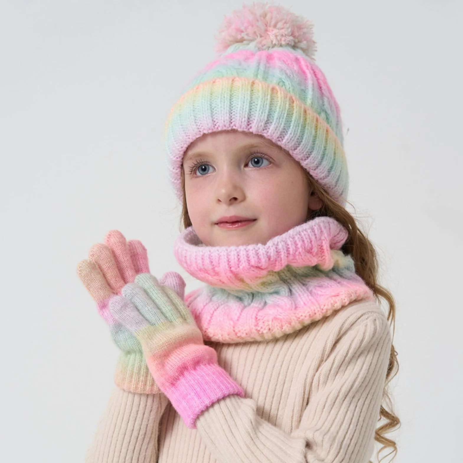 SK Studio Beanie Dziecięca Zimowa czapka i ocieplacz na szyję Czapka z szalikiem Zestaw dla chłopców i dziewcząt 3-10 lat