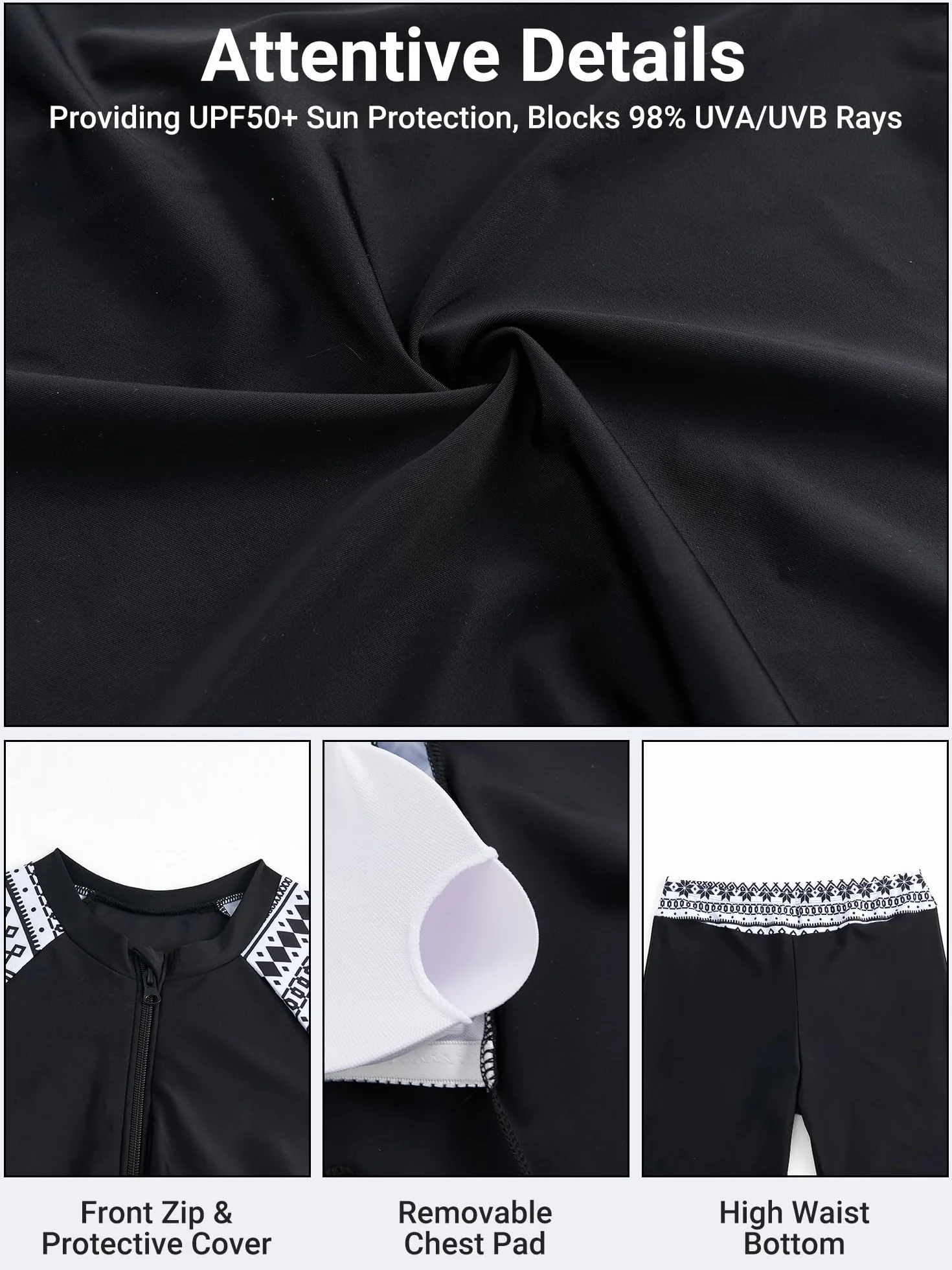 Owntop Damska koszulka kąpielowa z zamkiem błyskawicznym typu Rashguard, z wysokim stanem, szybkoschnąca koszulka kąpielowa UPF 50+, do pływania, surfowania