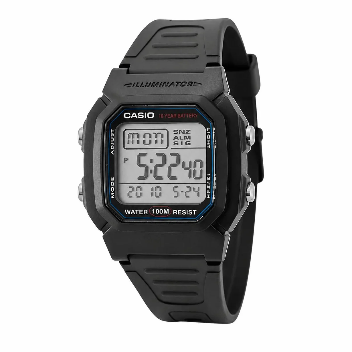 Casio Unisex zegarek na rękę Vintage Digital kwarcowy żywica W-800H-1A, czarny/czarny, Einheitsgröße, taśma