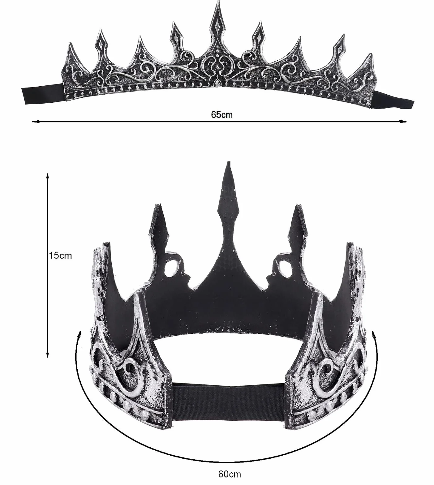 VKI® 2 sztuki, średniowieczna korona królewska, opaska na czoło, tiara, na Halloween, Cosplay, kostium karnawałowy dla dorosłych, złota i srebrna