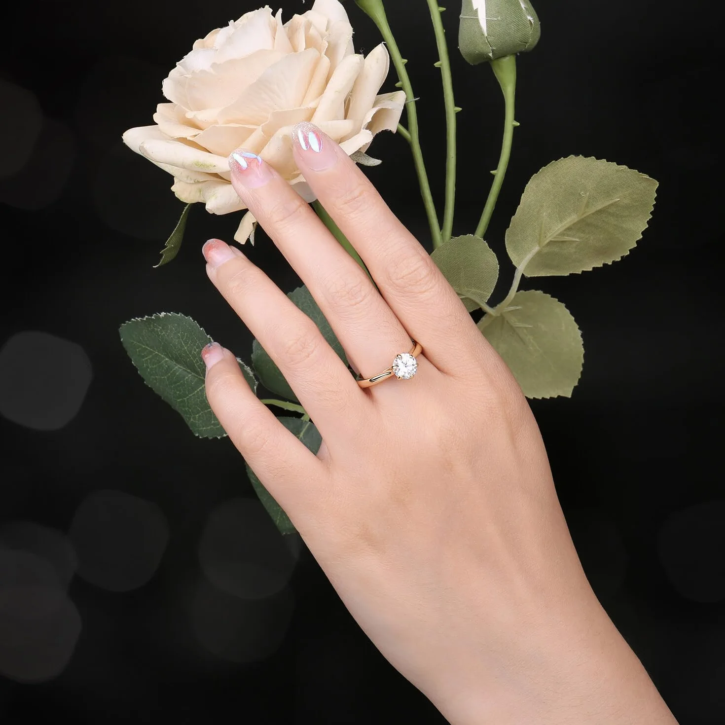 JewelryPalace 1ct 2ct 3ct okrągła cyrkonia pierścionek zaręczynowy damski pierścionek zaręczynowy srebro 925, obrączki różowe złoto