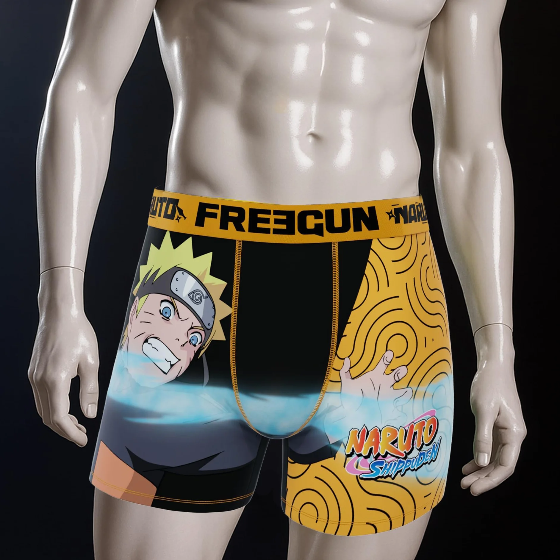 FREEGUN | Bokserki Chłopięce Naruto Attack | Nadruk Naruto | Przeciw Otarciom | Poliestrowe | Zabawne Bokserki | Bielizna dla Chłopców | 8/10