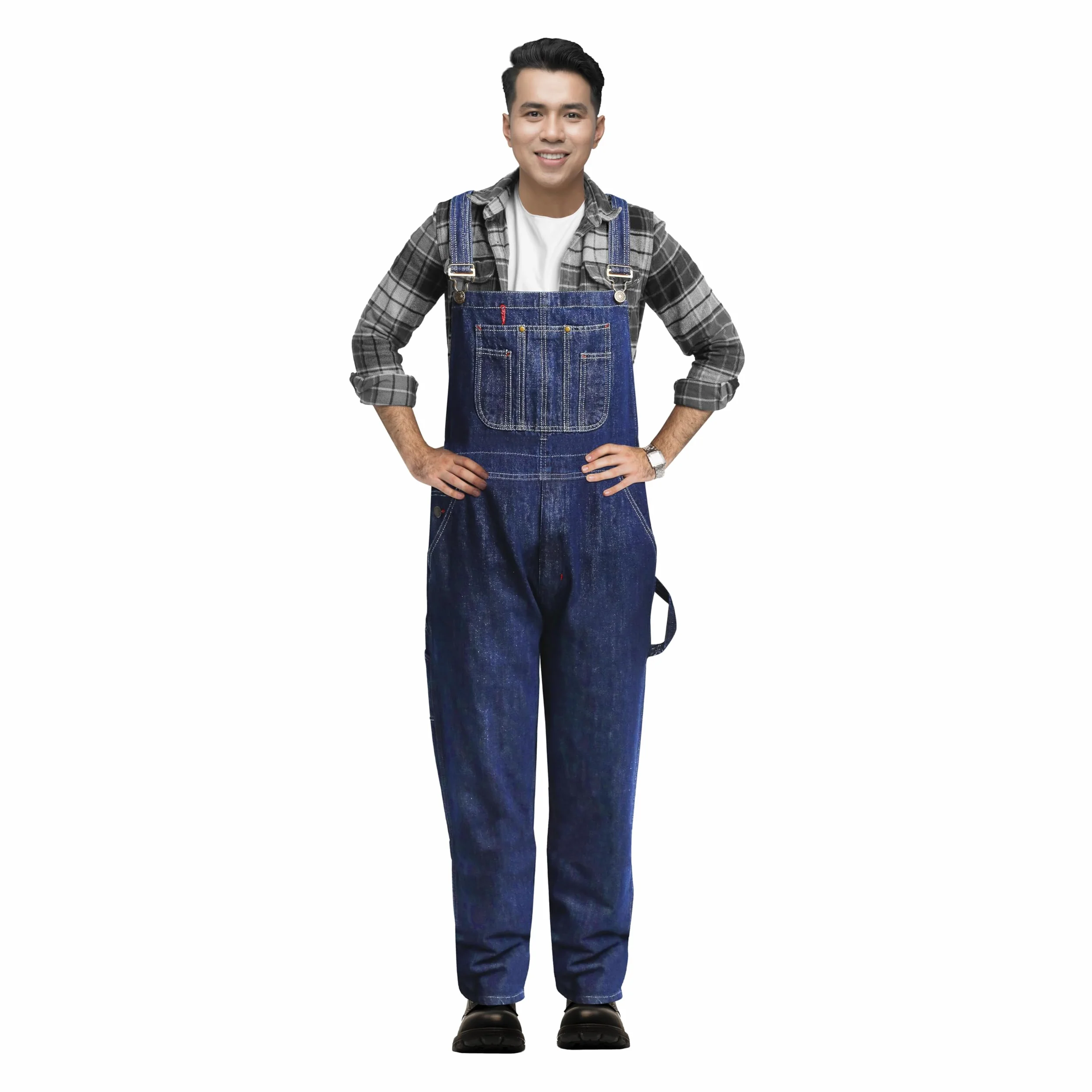 GREAT BIKERS GEAR - Męskie ogrodniczki dżinsowe ogrodniczki dżinsy Brace duży i wysoki klucz Pro Heavy Duty Workwear Mario Cargo