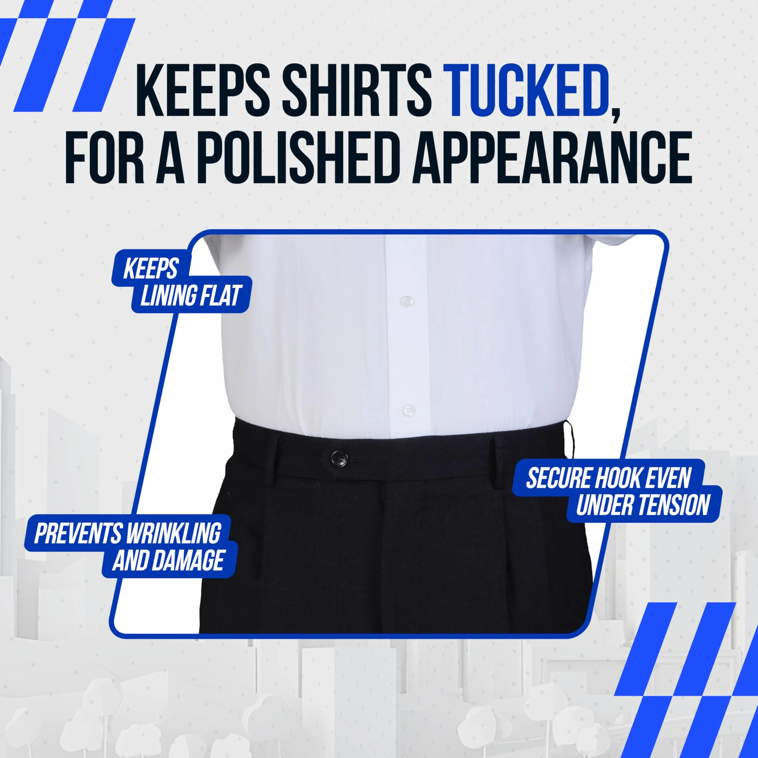 Shirt Stay Plus Tuck-It Belt Style Shirt Stay for Men Police from (Made in USA -Standard Size)(Select Series) Hidden Shirt Tucker Holder (2 Pack)