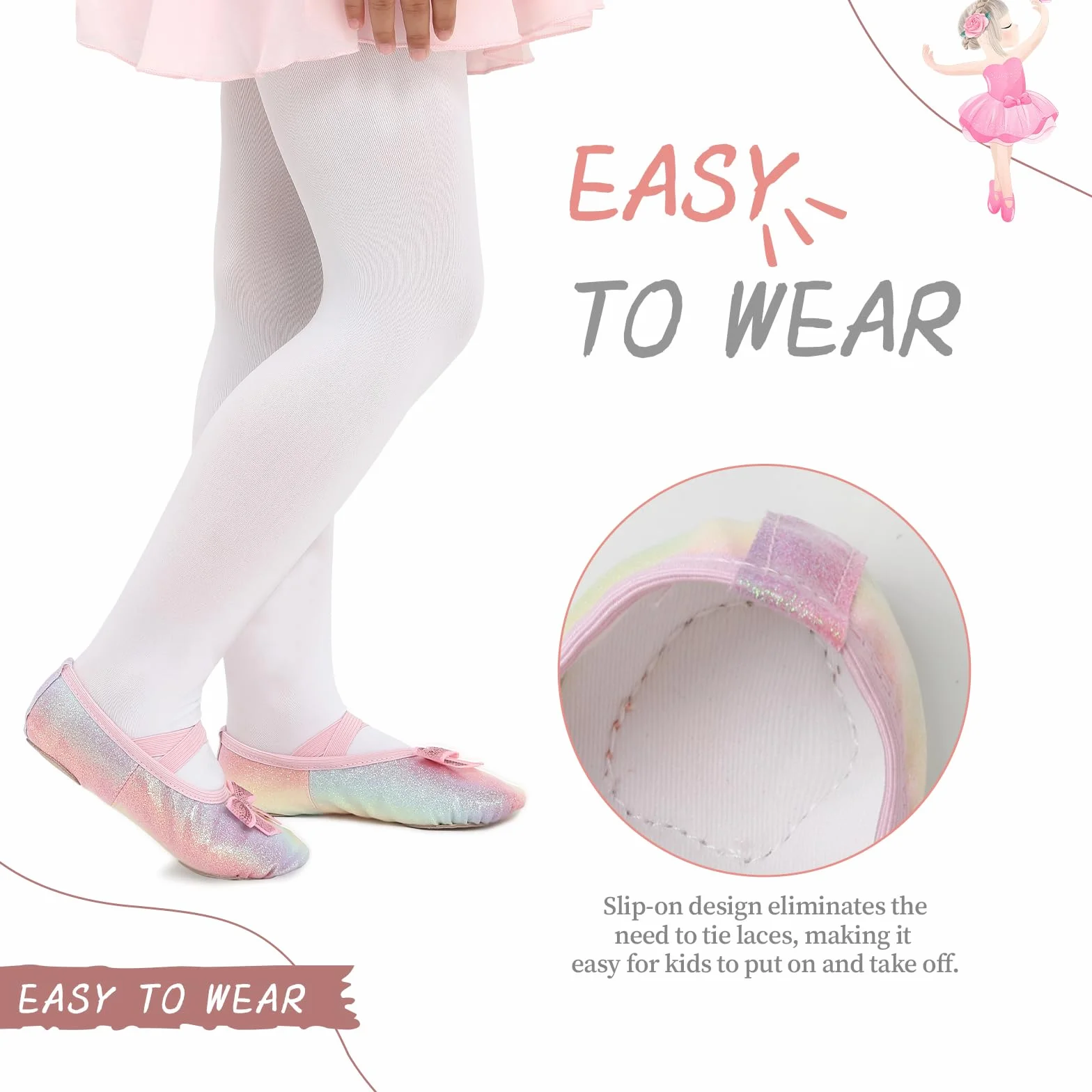 Buty baletowe dla dziewczynek, małych dzieci, brokatowy design z ładnym dzielonym łukiem, buty do tańca do ćwiczeń tanecznych, baletu, występów scenicznych, gimnastyki