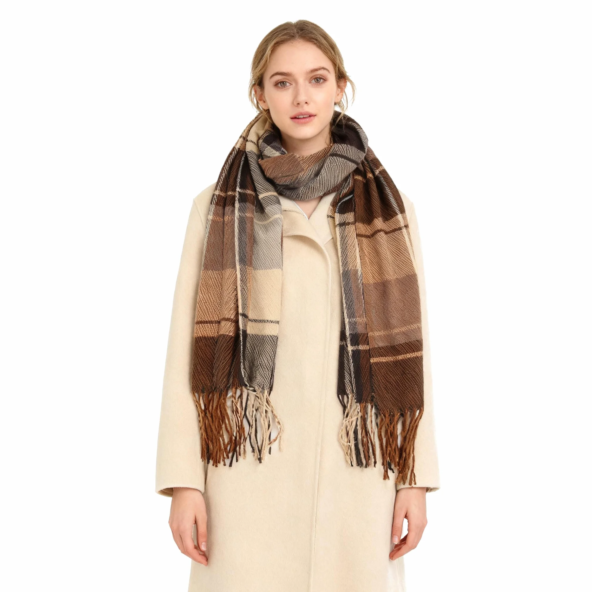Oak & Tea Szalik Kobiety Women Winter Warm Tartan Scarf