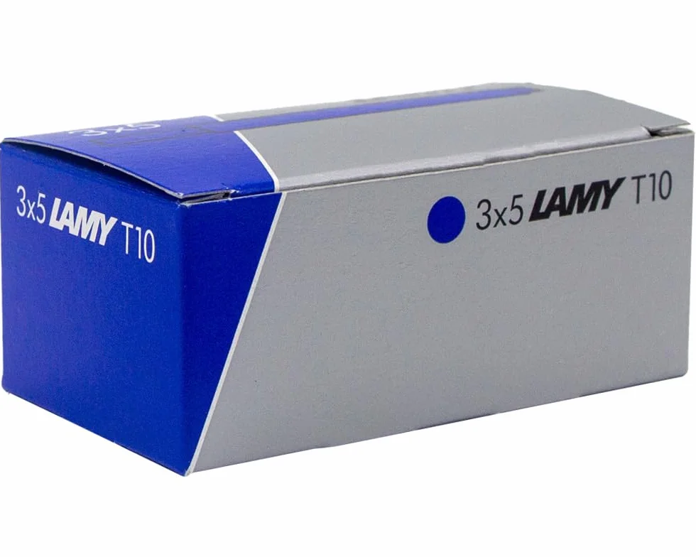 LAMY T10 zestaw 3 wkładów atramentowych z dużym zapasem atramentu, odpowiednie do wszystkich modeli piór wiecznych Lamy Cartridge o pojemności 1,25 ml, 5 sztuk w opakowaniu, kolor niebieski