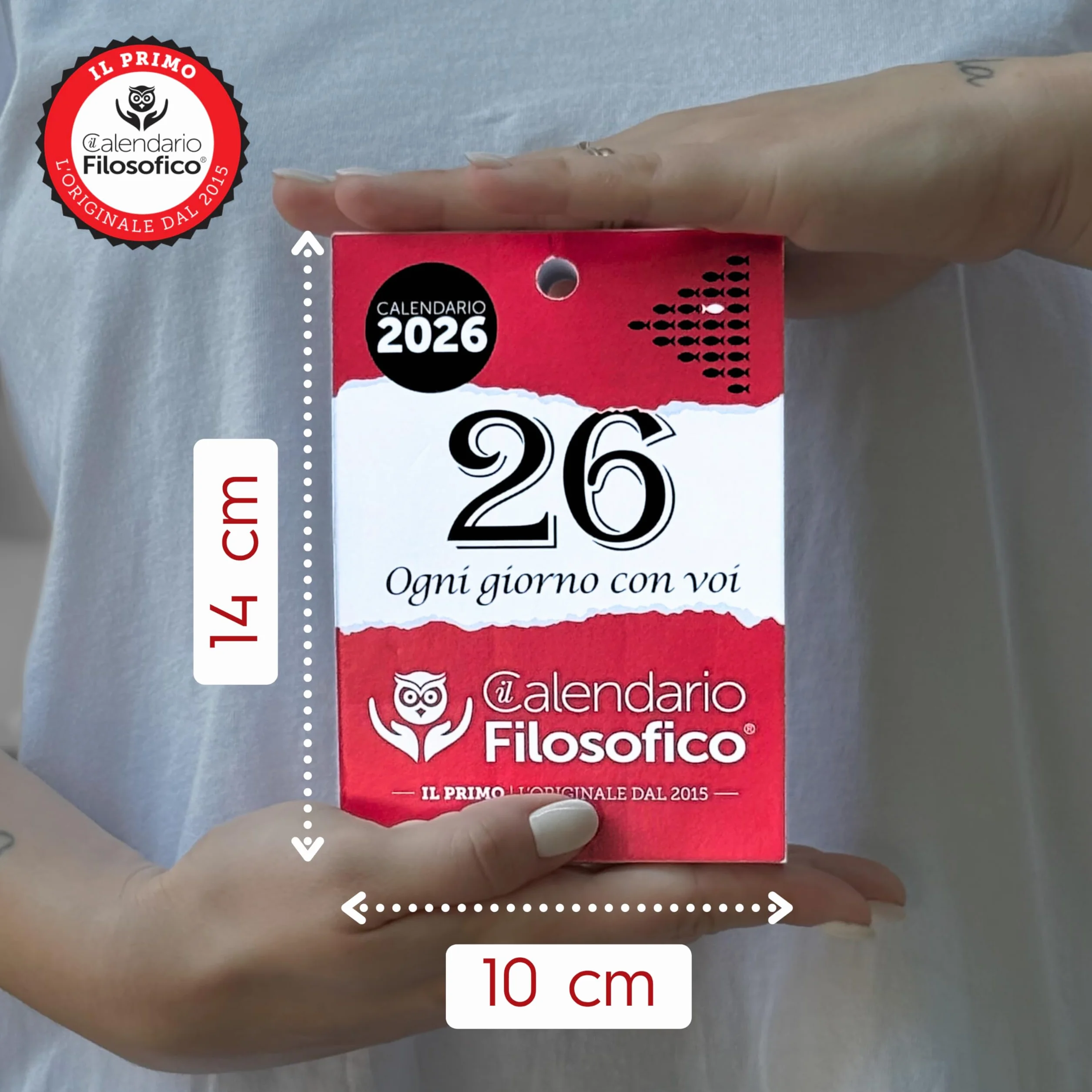 Il Calendario Filosofico 2026, zamiennik A6, 10 x 14 cm, pierwszy i oryginalny kalendarz biurkowy z 365 dniami fraz filozoficznych, czytaj codziennie zdanie, zaprojektowany i stworzony w Bolonii