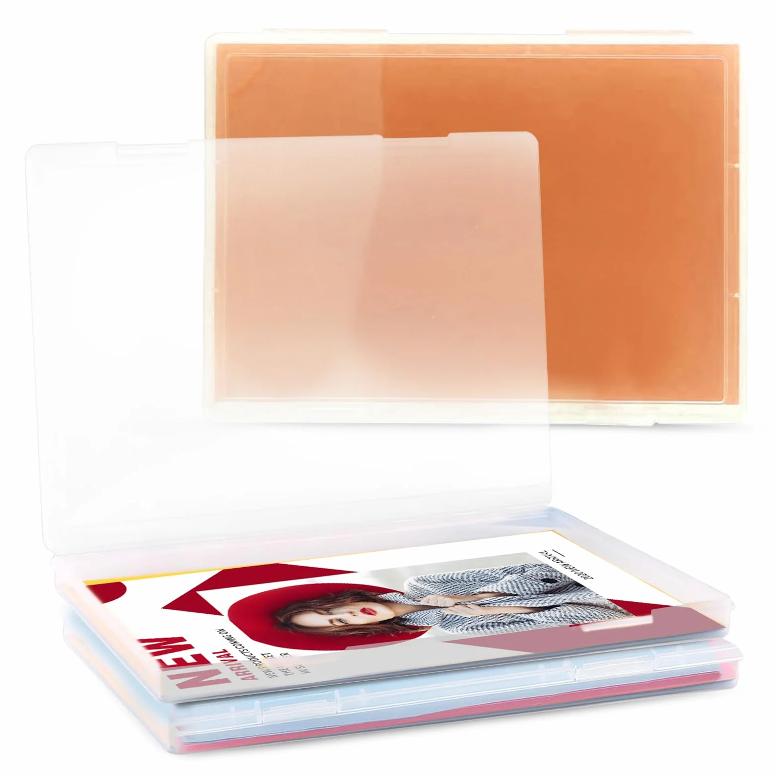 NEUSID 3 Pack pudełko do przechowywania A4, przenośne pudełko archiwalne A4 do przechowywania papieru, układane w stosy przezroczyste organizery na dokumenty, listy, albumy kolekcjonerskie, czasopisma