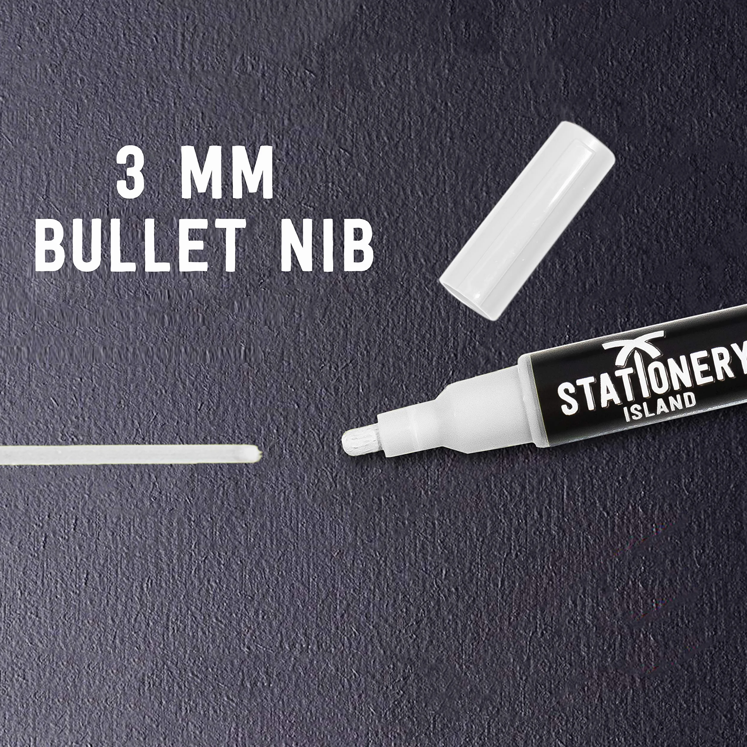 Stationery Island biały Długopis kredowy - markery kredowe, sucho wycieranie pisaki kredowe, długopisów kredowych, Wysokiej jakości Długopisy kredowe (3mm - 1 opakowanie)