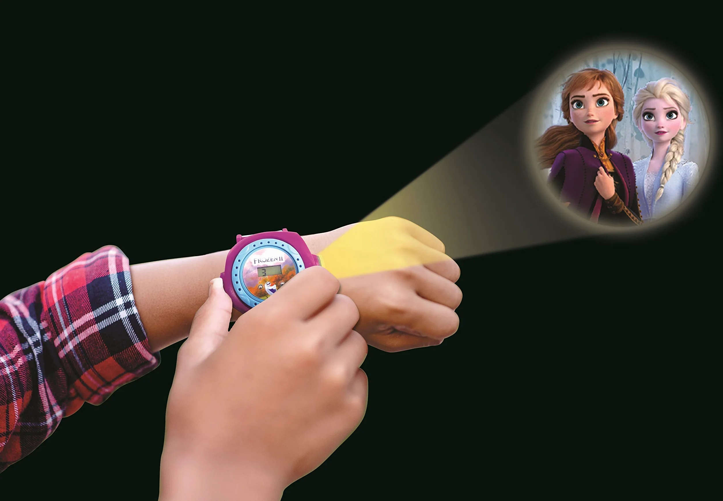Lexibook Frozen 2, Frozen 2 Regulowany Cyfrowy Zegarek na Rękę z 20 Projekcjami Elsy, Anny i Olafa, dla Dzieci, Dziewczynek, Niebieski i Fioletowy, DMW050FZ