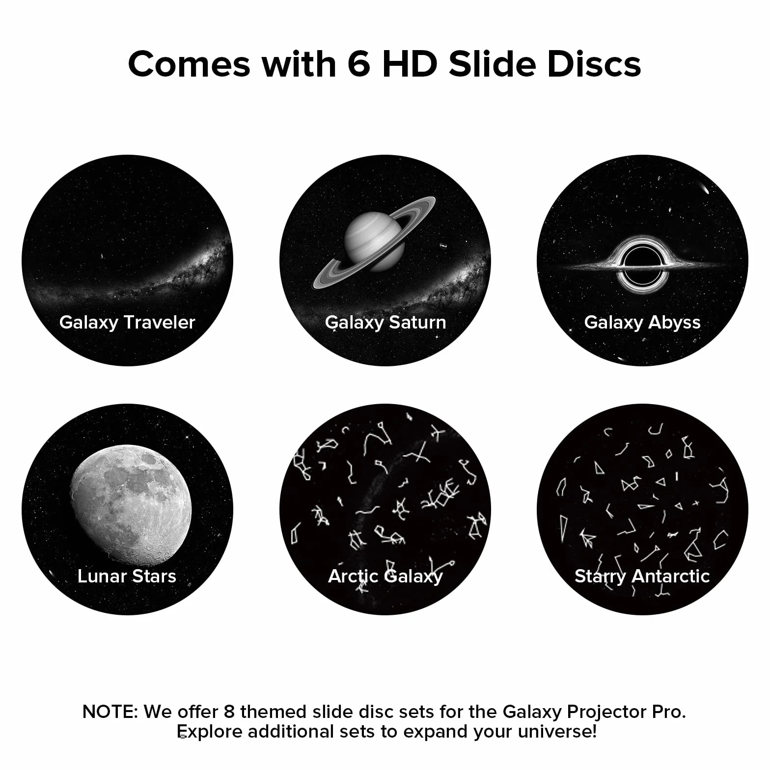 YUNRAY Galaxy Projector Disc – Ultra HD Projector Slide, Compatible with YUNRAY Galaxy Projector Pro and Model SKE-TKQ01 & BL-DQY02 (Pro Version) Projectors – 6 Disc Set