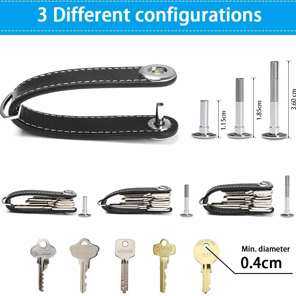 flintronic® Skórzane breloczki do kluczy męskie | odpinany brelok | inteligentny brelok kieszonkowy, stylowe pudełko prezentowe (mieści 10-12 wielu kluczy)