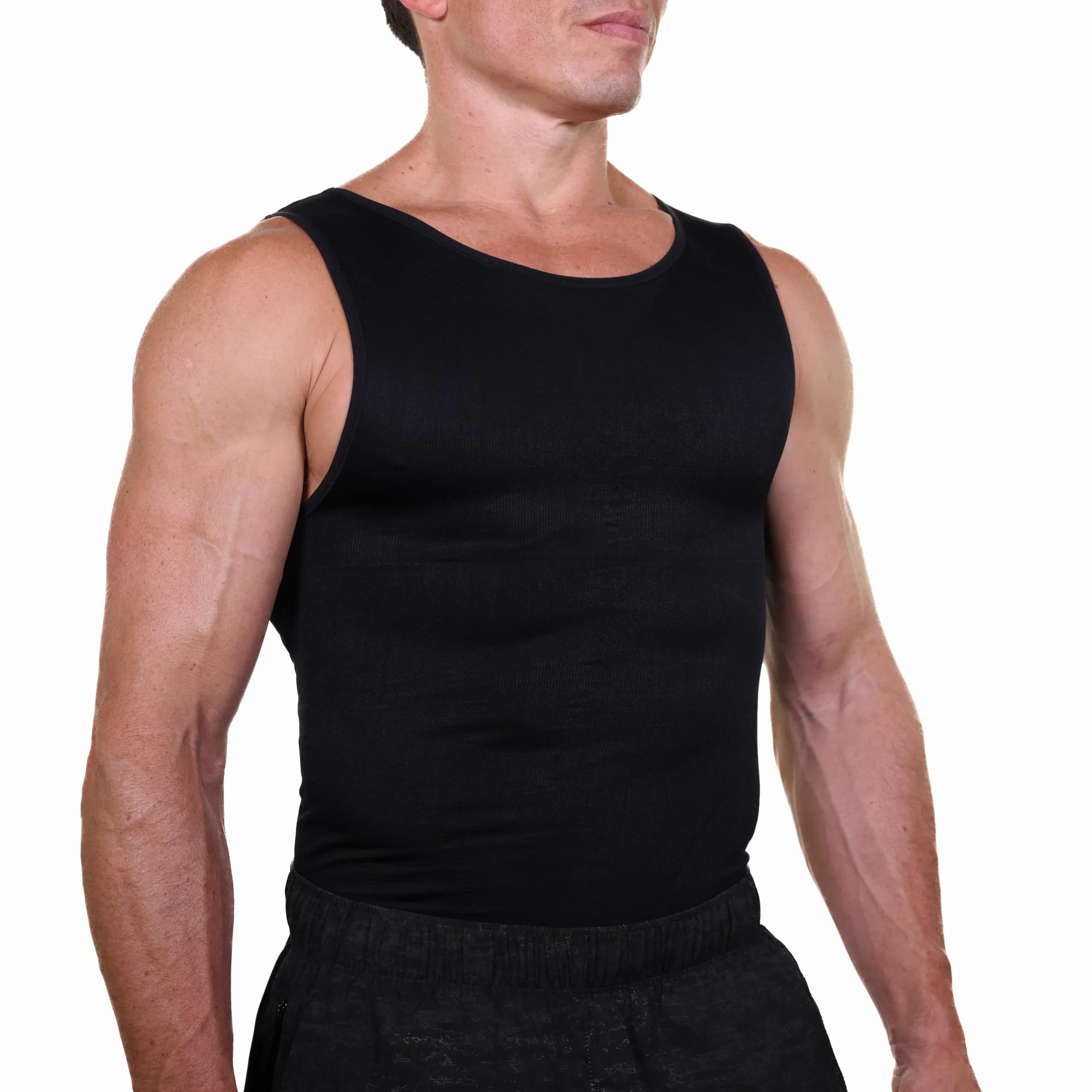 Esteem Apparel EliteSlim męska koszula kompresyjna, aby ukryć ginekomastię moobs brzuch brzuch wyszczuplająca bielizna modelująca
