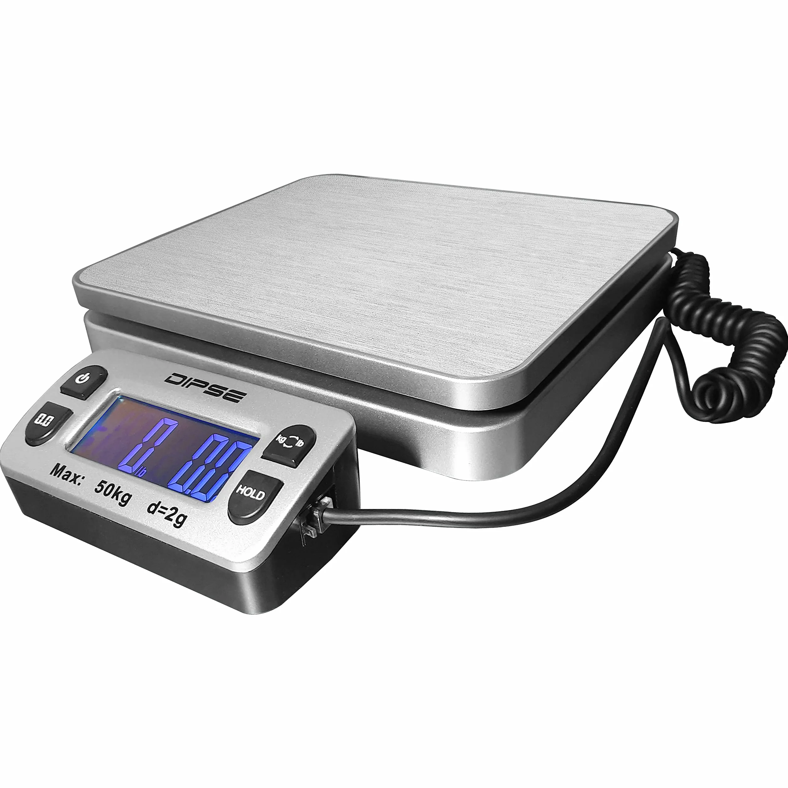 DIPSE Parcel Mini waga do pakowania z wyświetlaczem zewnętrznym i dużą wagą, 50 kg x 0,002 kg