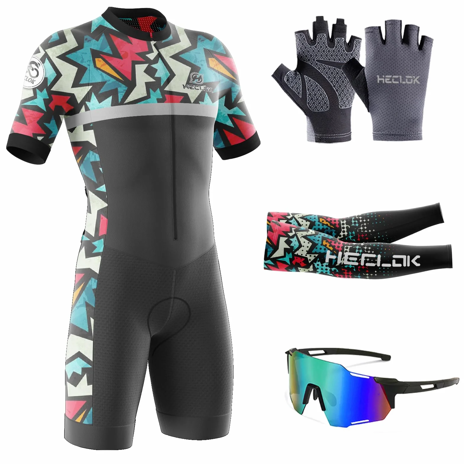 Triathlon Tri - męski kombinezon rowerowy Triathlon Speedsuit Triathlon Trisuit z krótkim rękawem - szybkoschnący, jednoczęściowy kombinezon do treningu rowerowego, wyścigu rowerowego na