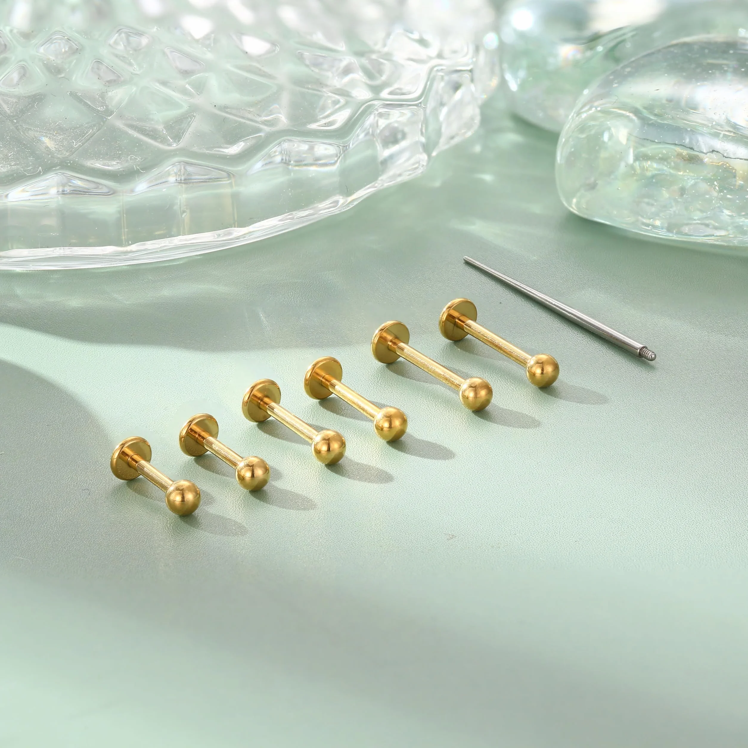 YADOCA G23 Titan Helix piercing tragus kolczyki z gwintem wewnętrznym labret conch piercing hipoalergiczne helix kolczyki do uszu, srebrny, złoty, tragus, biżuteria