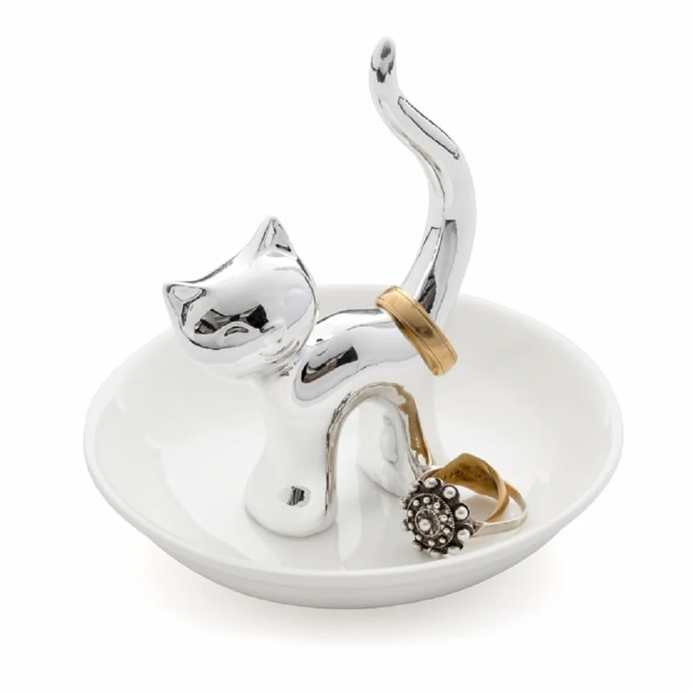 balvi Ceramiczny uchwyt na pierścionki Gatto - Taca na pierścionki i biżuterię - Wykonany z ceramiki