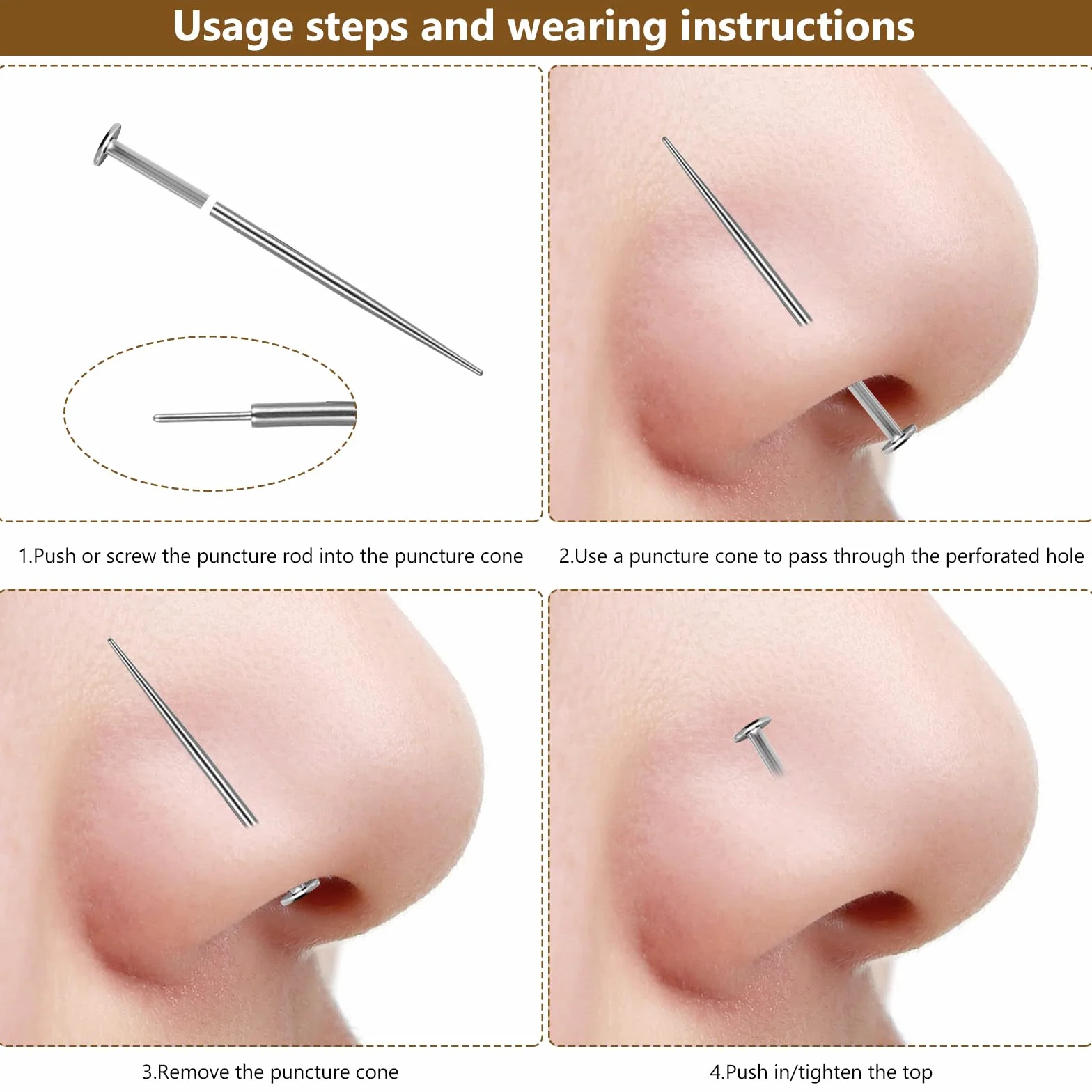 9 sztuk zestaw do piercingu, 16 g, 18 g, piercing typu taper, kulka, igły, stal nierdzewna, akcesoria do uszu, nosa, warg, brzucha