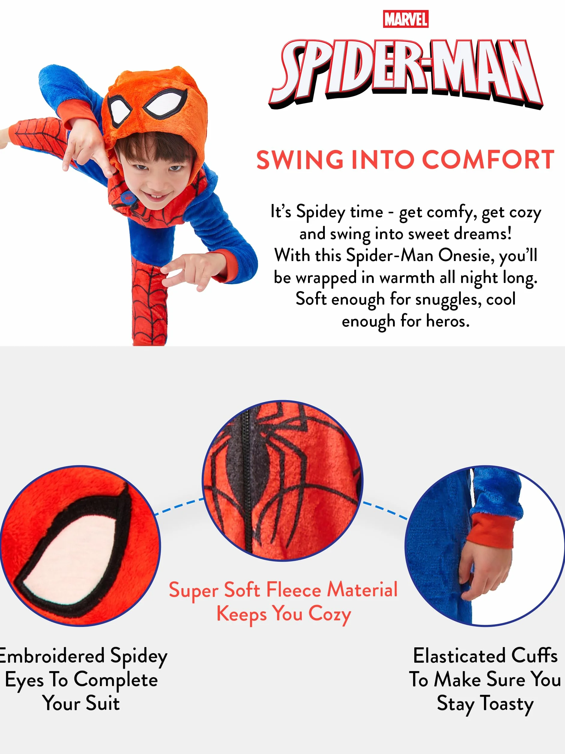 Marvel Dziecięce kombinezon do spania Spiderman